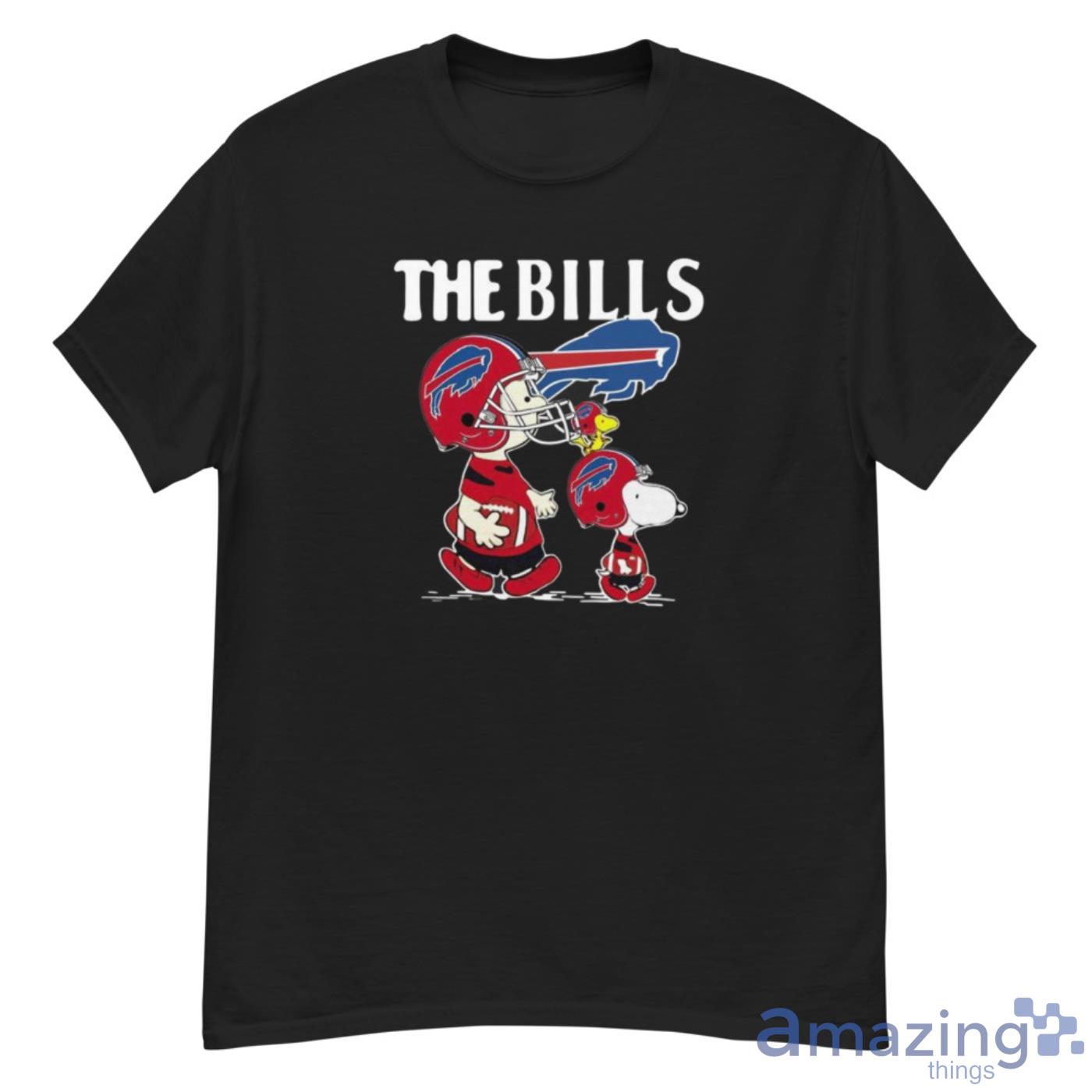 The Buffalo Bills With Red Snoopy Charlie Brown And Woodstock Shirt