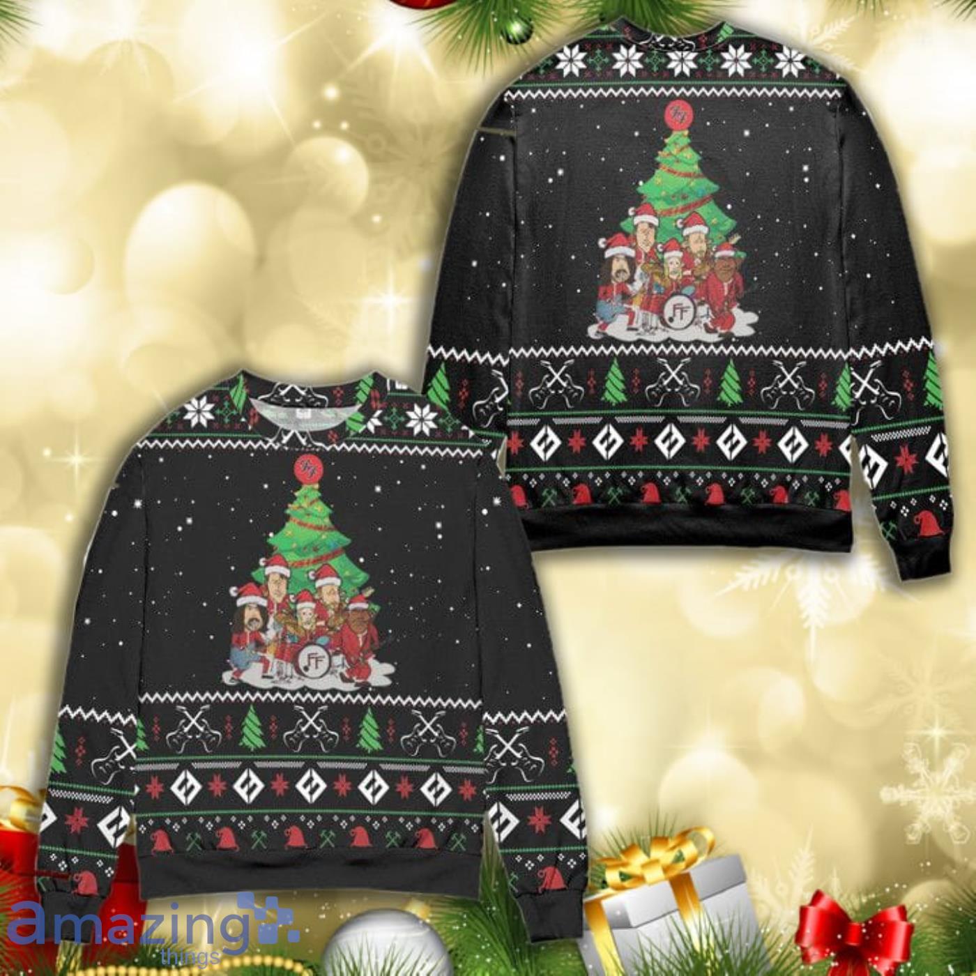 The Foo Fighters Band Music Chibi Knitting Pattern 3D Ugly Christmas Sweater Product Photo 1