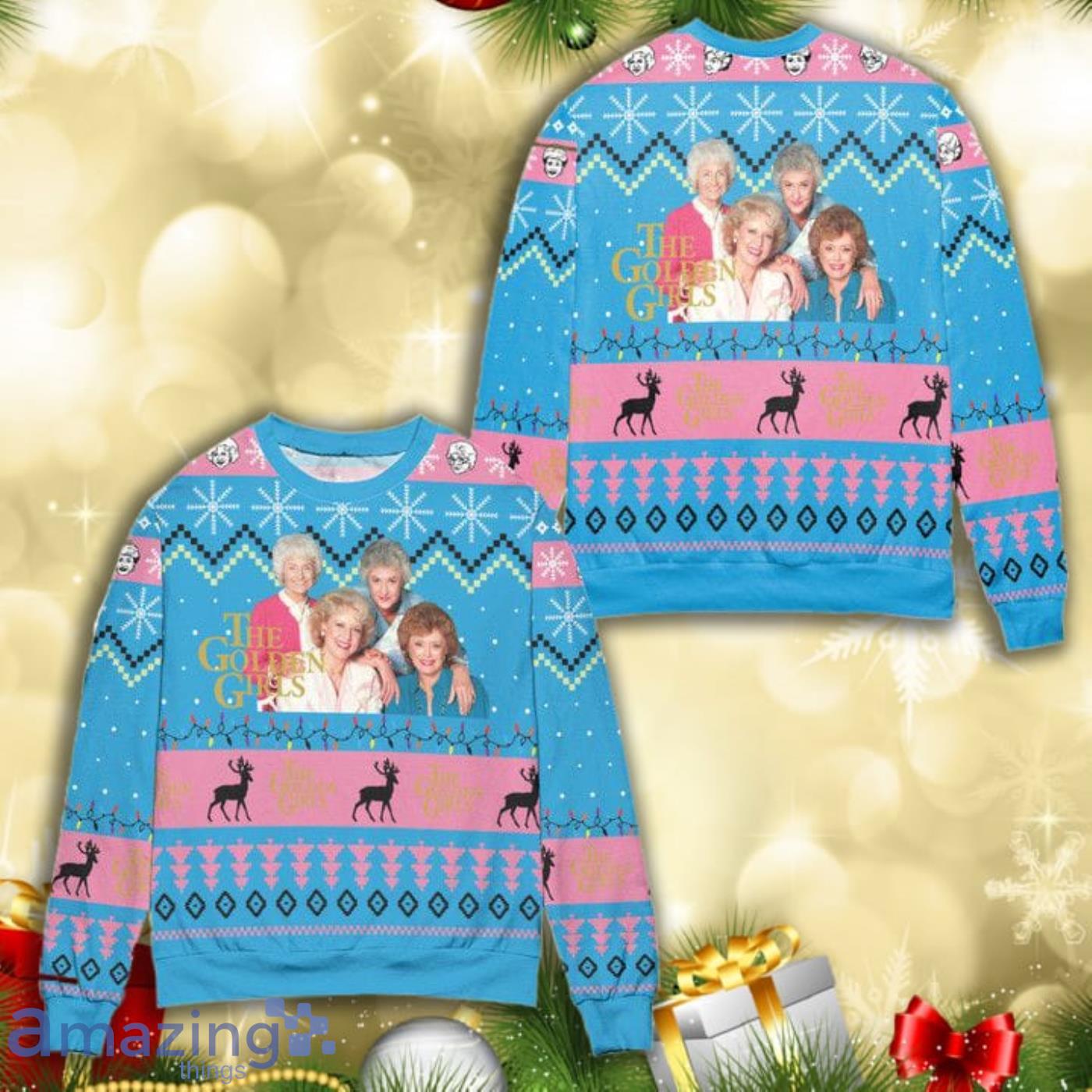 The Golden Girls Character Knitting Pattern 3D Ugly Christmas Sweater Product Photo 1