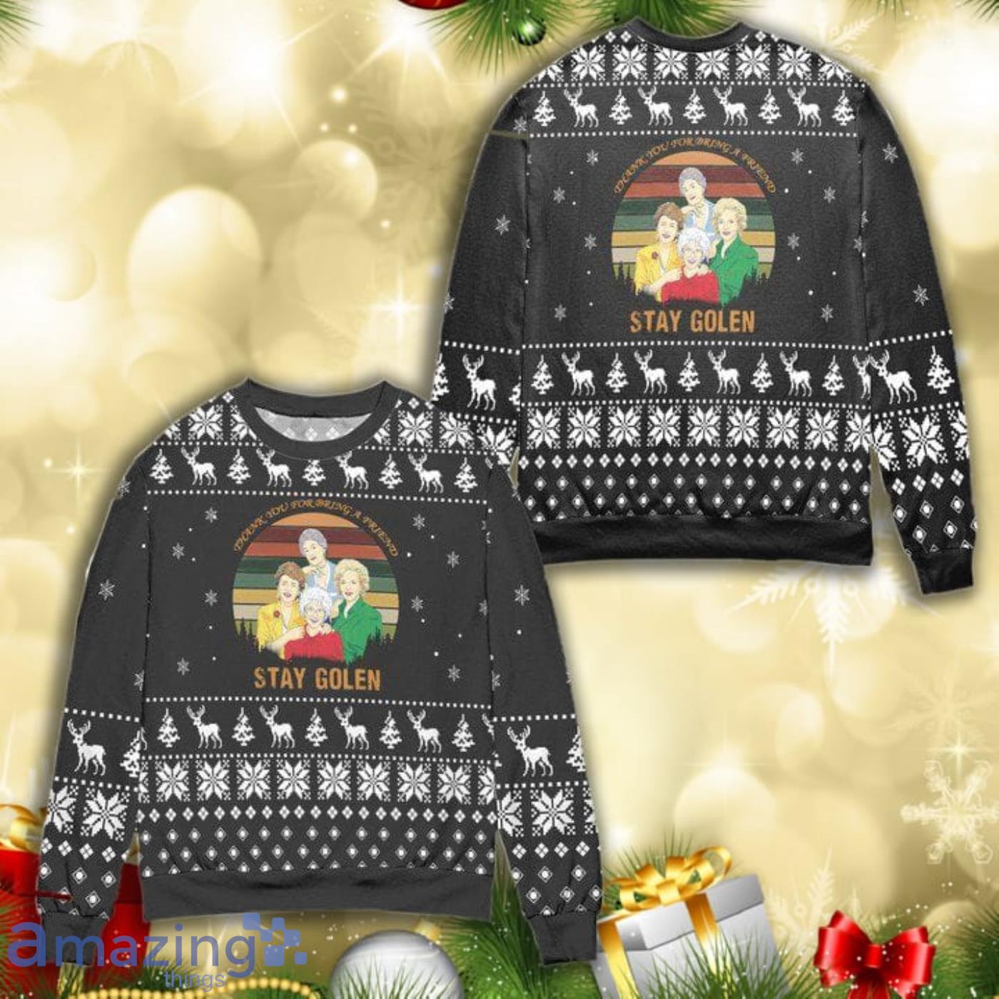 The Golden Girls Thank You For Being A Friend Snowflake Christmas Pattern Full Print Ugly Sweater Product Photo 1