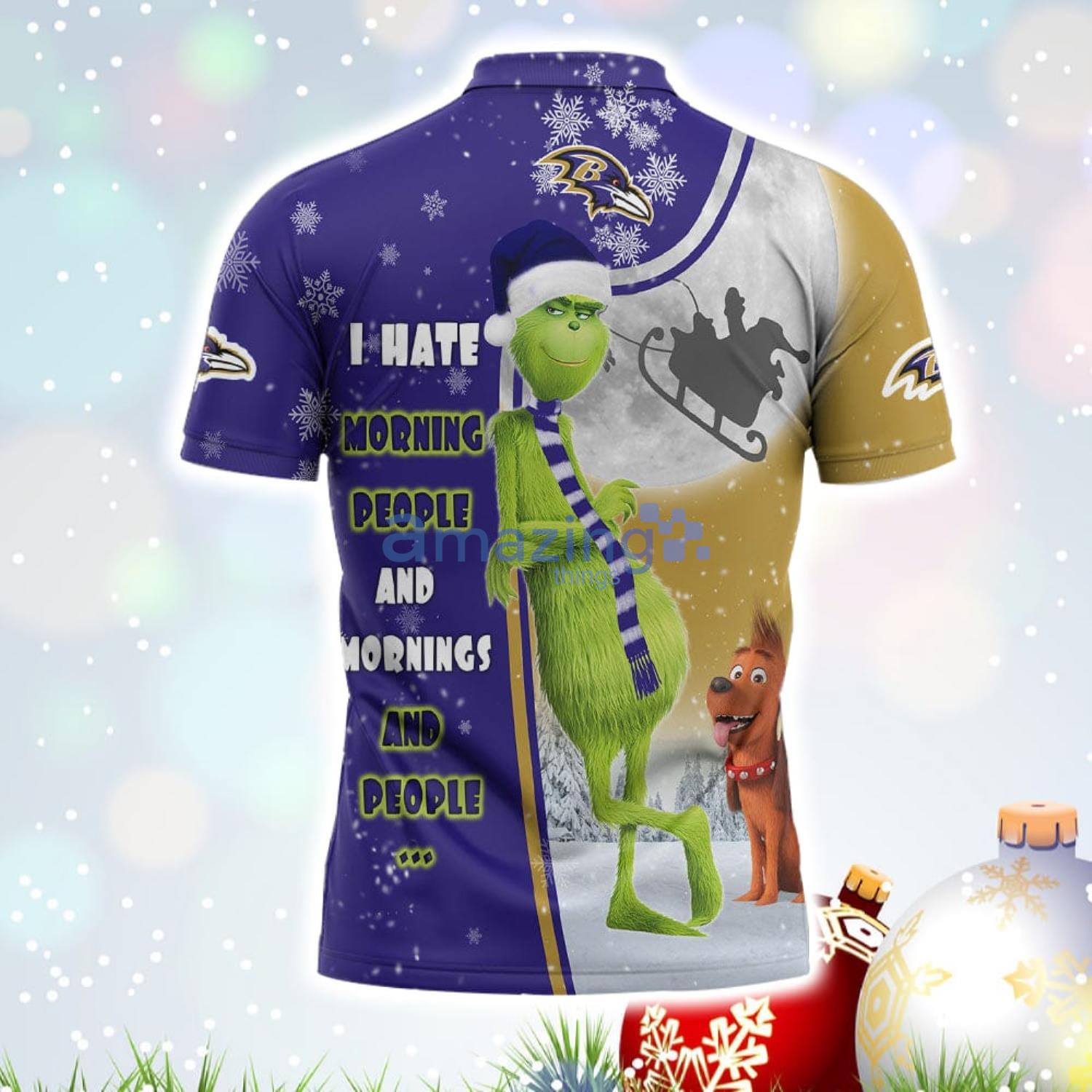 The Grinch Baltimore Ravens NFL I Hate Morning People Christmas Gift Polo  Shirt