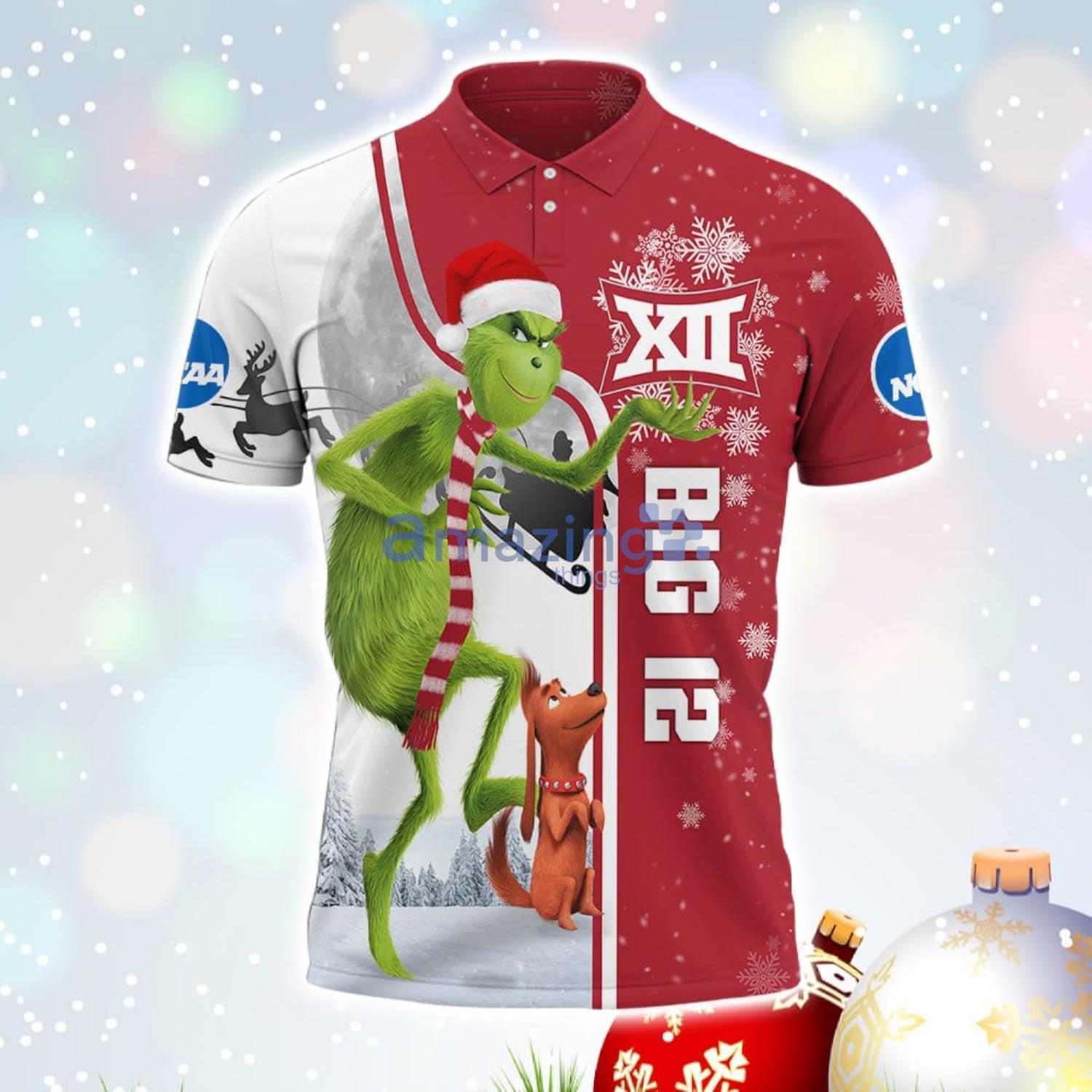 The Grinch Big 12 Conference NCAA I Hate Morning People Christmas Gift Polo Shirt image The Grinch Big 12 Conference NCAA I Hate Morning People Christmas Gift Polo Shirt Product Photo 2