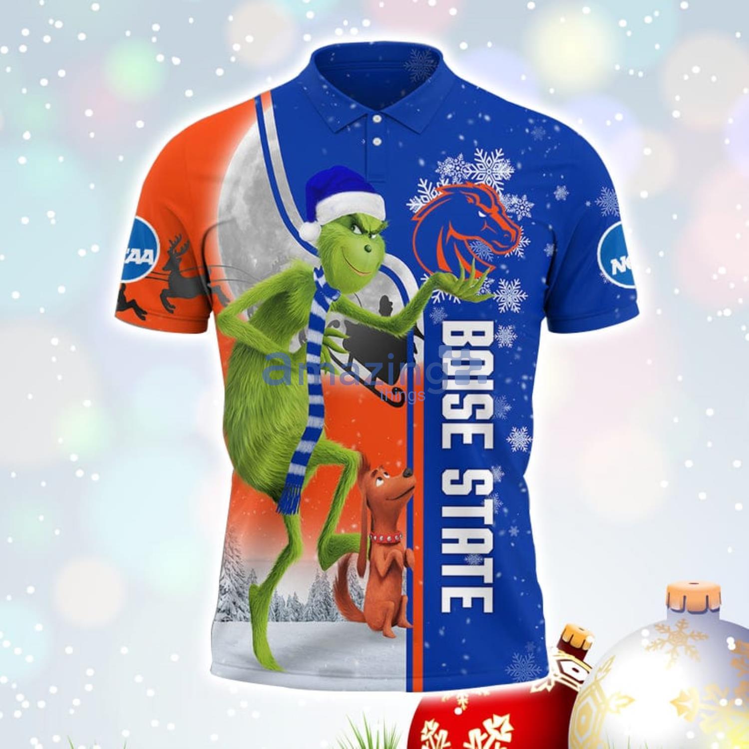 The Grinch Boise State Broncos NCAA I Hate Morning People Christmas Gift Polo  Shirt