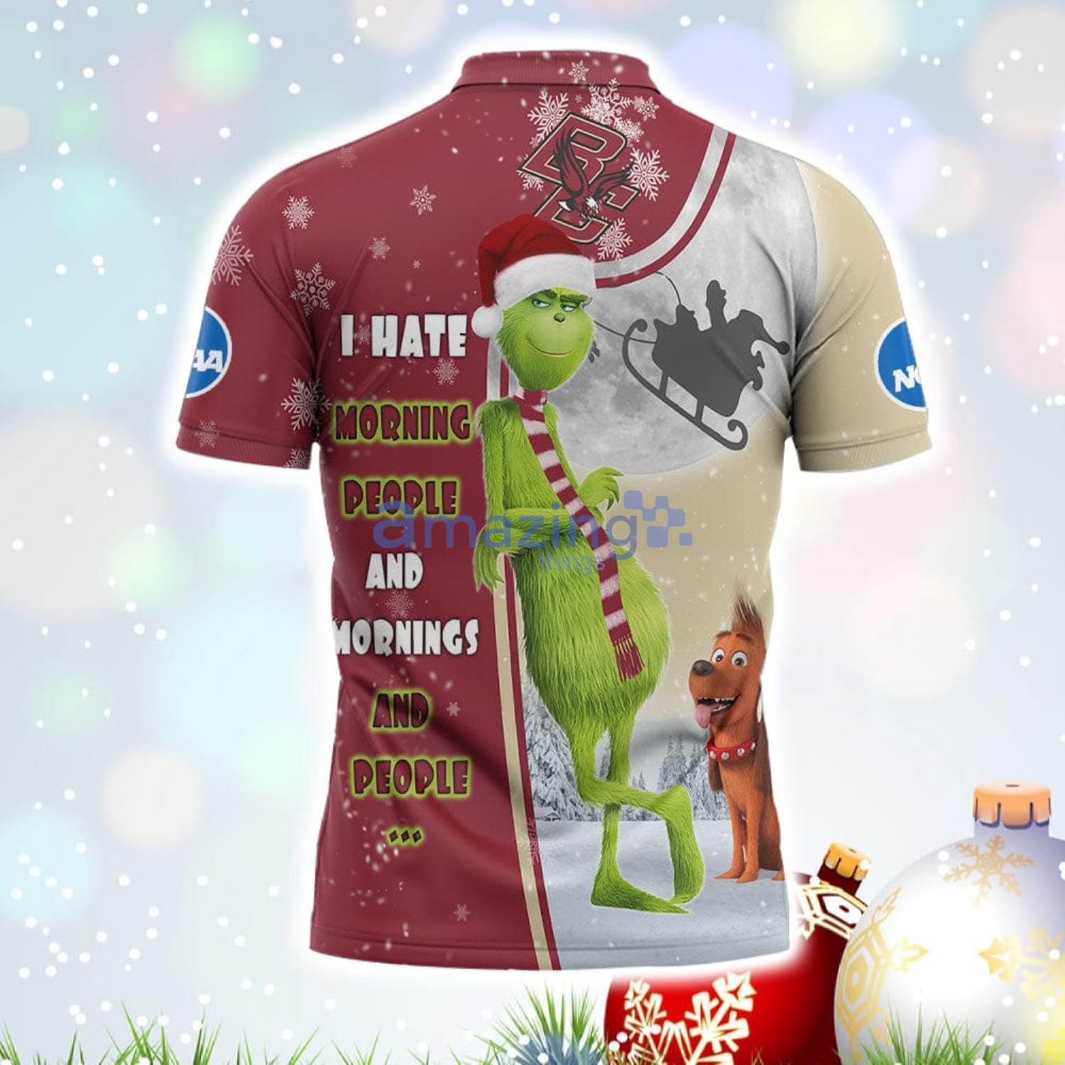 The Grinch Boston College Eagles NCAA I Hate Morning People Christmas Gift Polo Shirt image The Grinch Boston College Eagles NCAA I Hate Morning People Christmas Gift Polo Shirt Product Photo 3