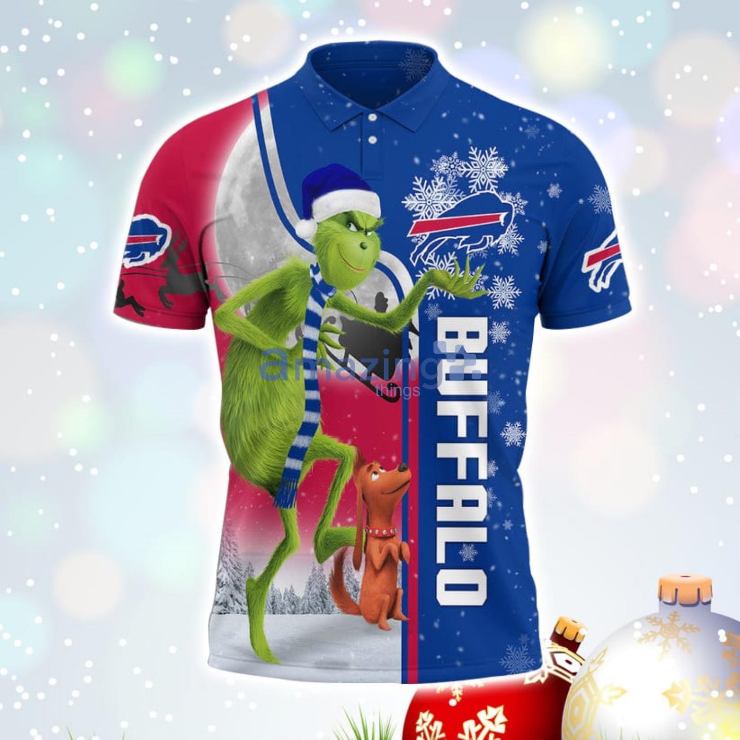 Personalized Funny Christmas The Grinch Buffalo Bills NFL I Hate Morning  People Polo Shirt