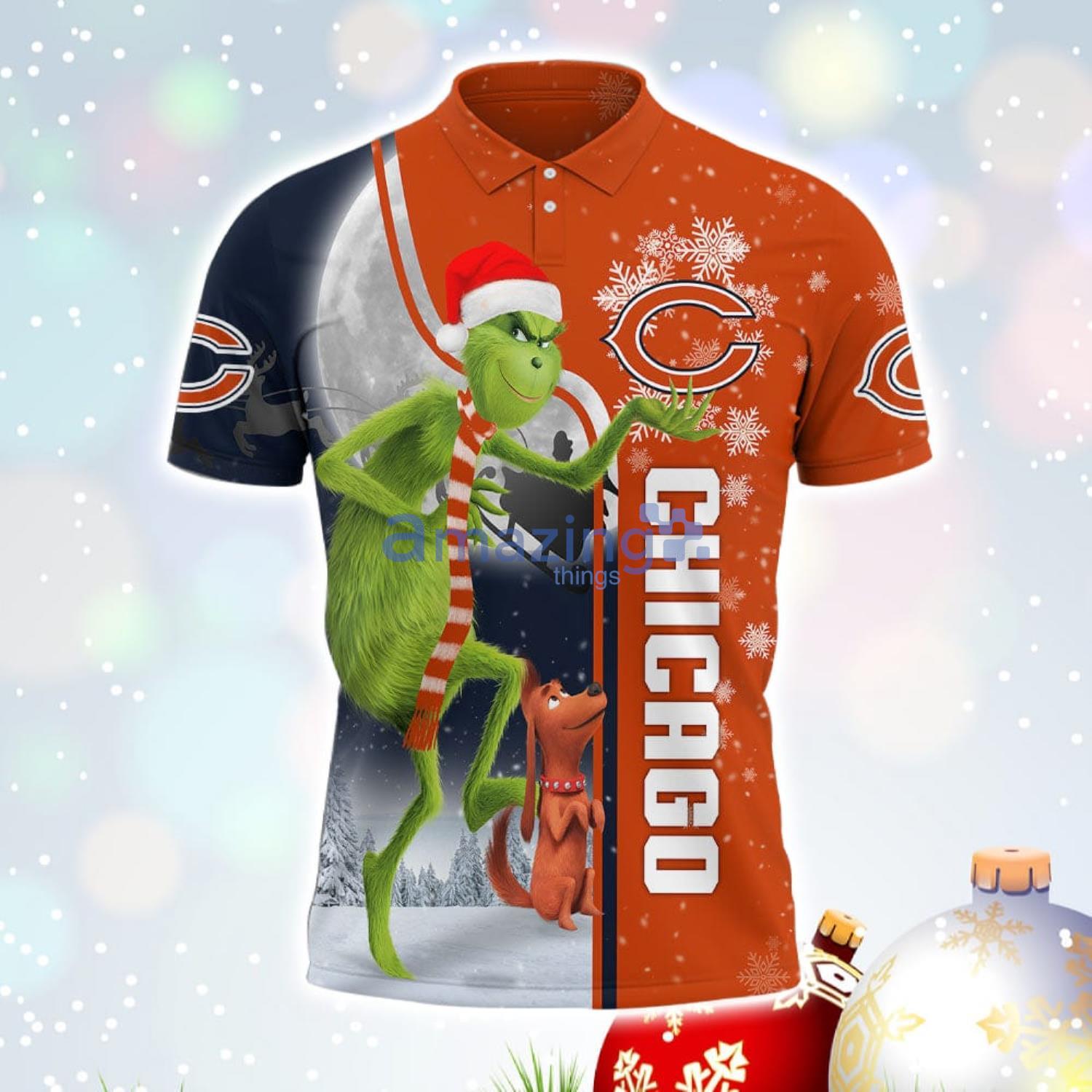 The Grinch Chicago Bears NFL I Hate Morning People Christmas Gift Polo Shirt