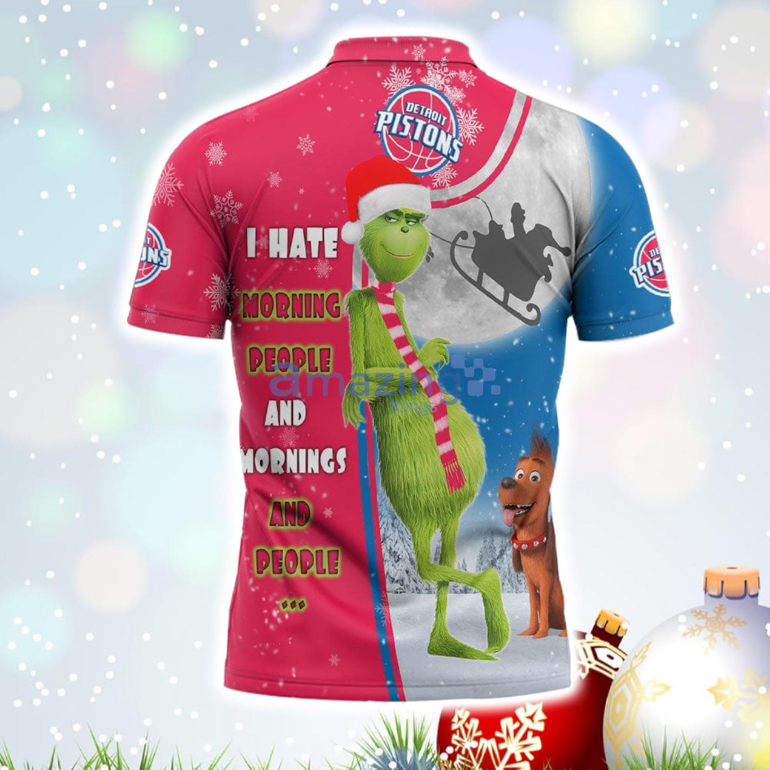 The Grinch Detroit Pistons NBA I Hate Morning People Christmas Gift Polo Shirt image The Grinch Detroit Pistons NBA I Hate Morning People Christmas Gift Polo Shirt Product Photo 3