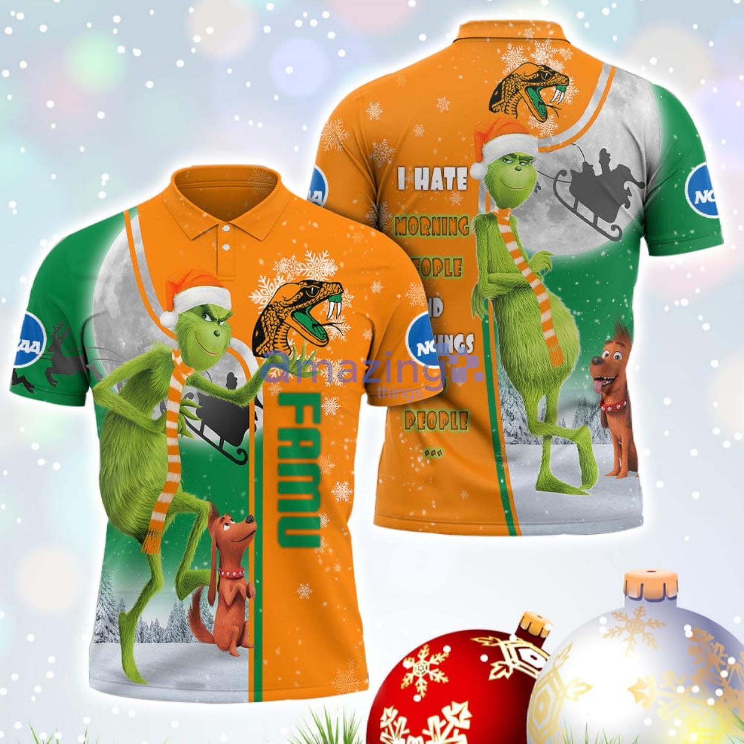 The Grinch Florida AM Rattlers NCAA I Hate Morning People Christmas Gift Polo Shirt Product Photo 1