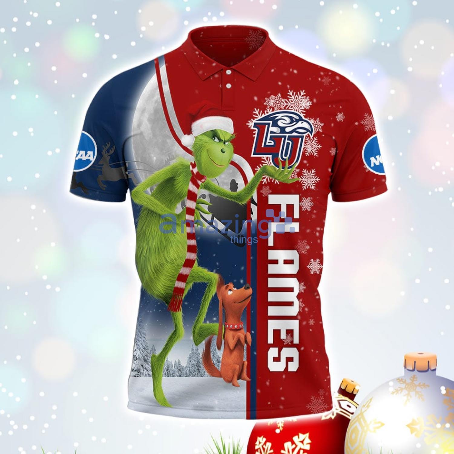 The Grinch Liberty Flames NCAA I Hate Morning People Christmas Gift Polo Shirt image The Grinch Liberty Flames NCAA I Hate Morning People Christmas Gift Polo Shirt Product Photo 2