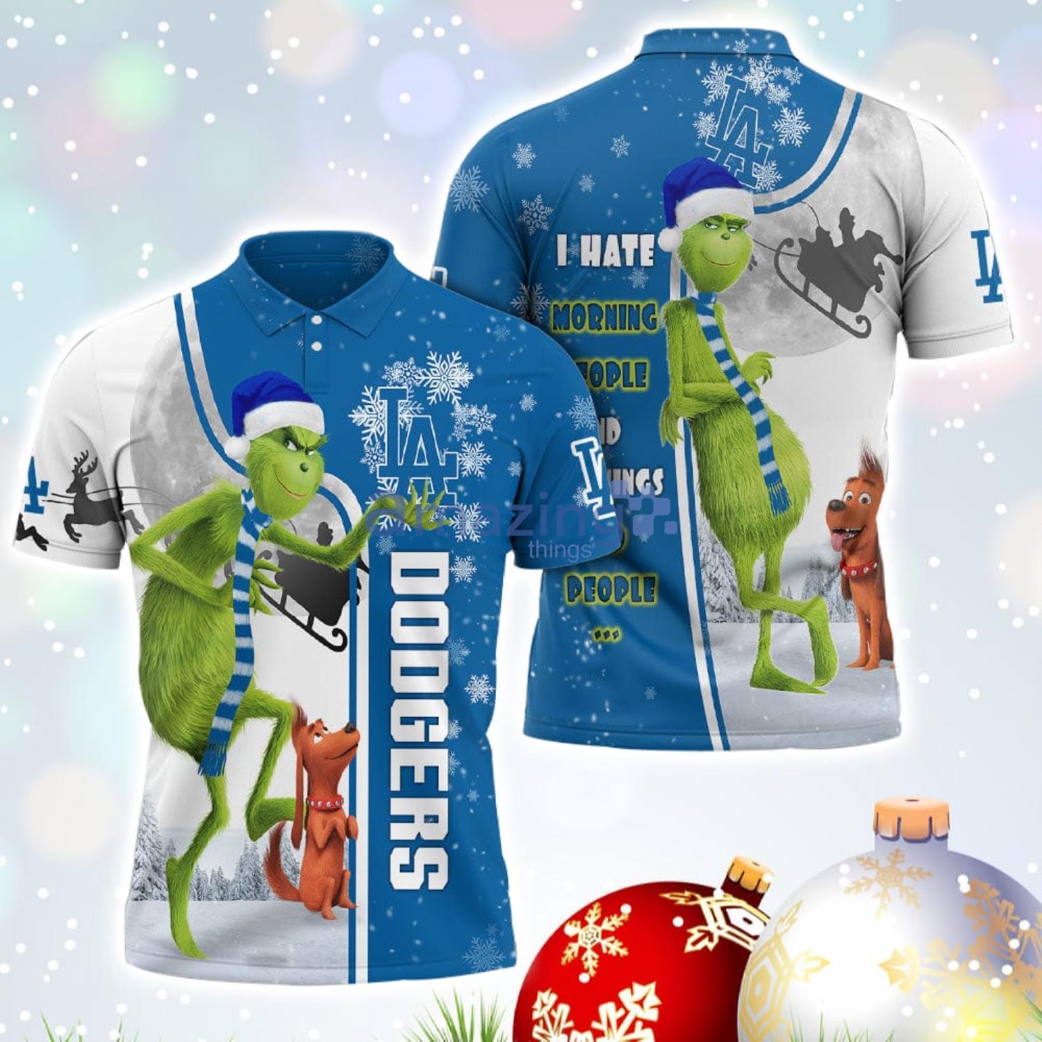 The Grinch Los Angeles Dodgers MLB I Hate Morning People Christmas Gift Polo Shirt Product Photo 1