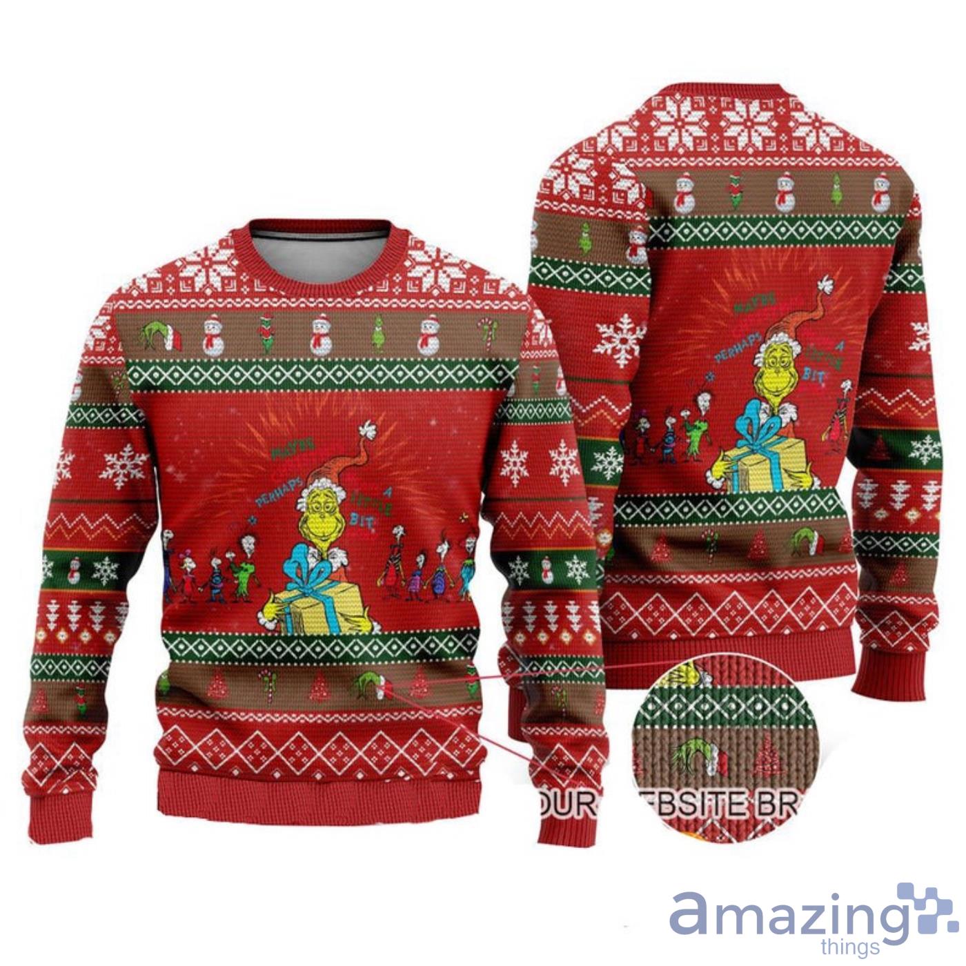 The Grinch Maybe Perhaps little bit funny Christmas Sweater Product Photo 1