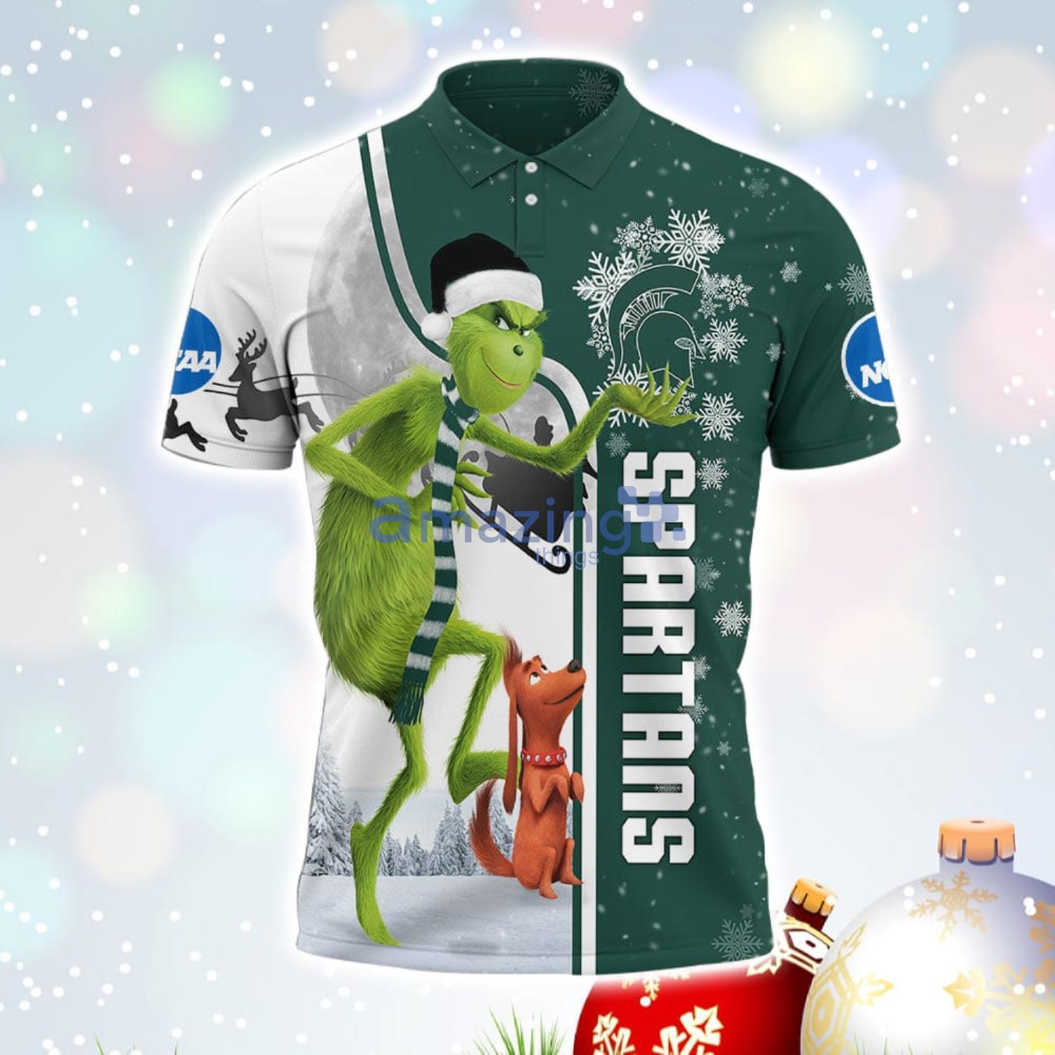 The Grinch Michigan State Spartans NCAA I Hate Morning People Christmas Gift Polo Shirt image The Grinch Michigan State Spartans NCAA I Hate Morning People Christmas Gift Polo Shirt Product Photo 2