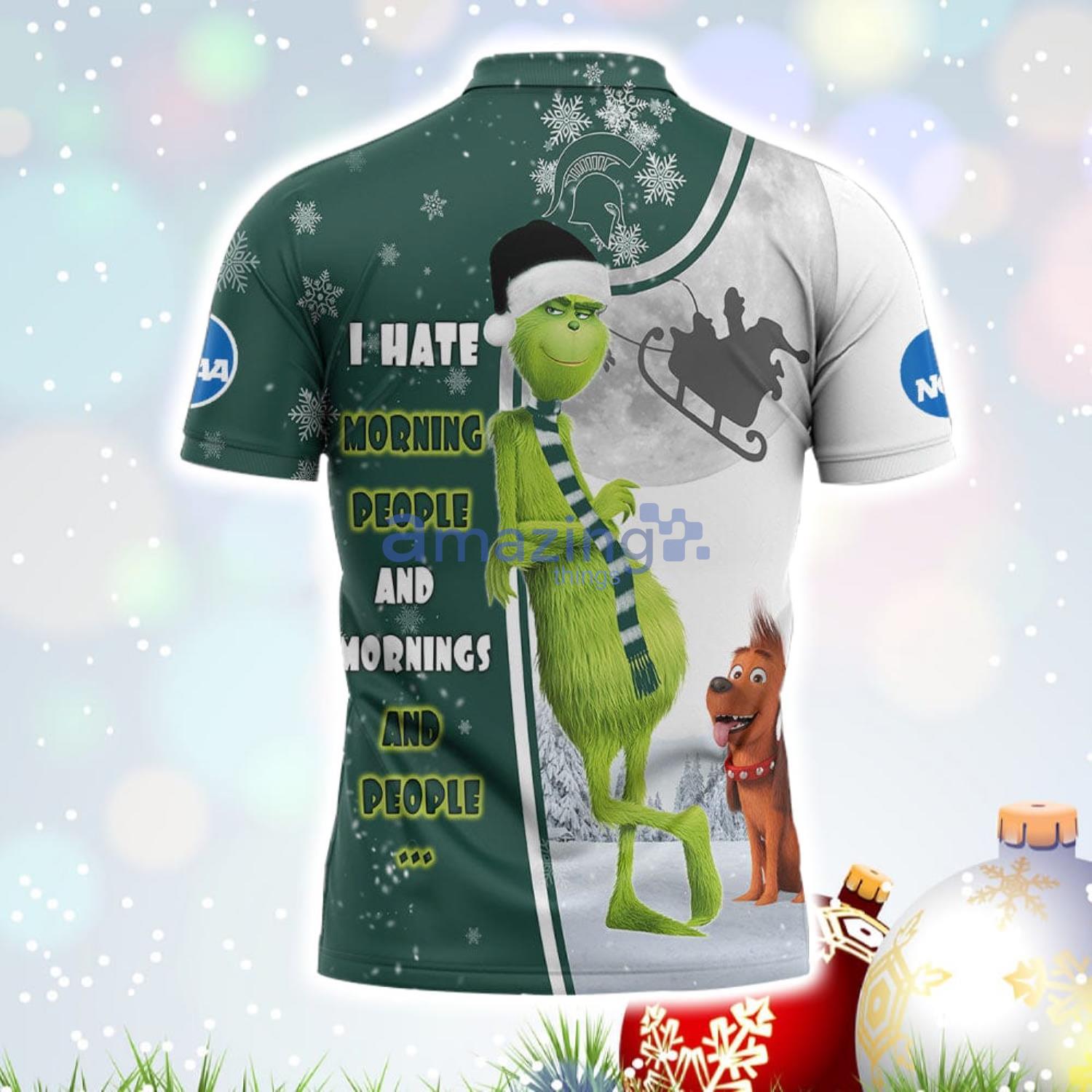 The Grinch Michigan State Spartans NCAA I Hate Morning People Christmas Gift Polo Shirt image The Grinch Michigan State Spartans NCAA I Hate Morning People Christmas Gift Polo Shirt Product Photo 3
