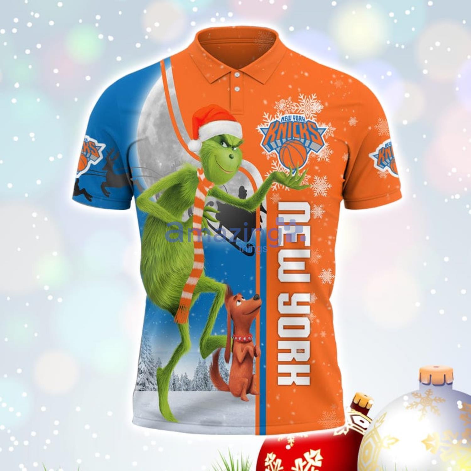 Personalized The Grinch New York Knicks NBA 3D Polo Shirt Hate