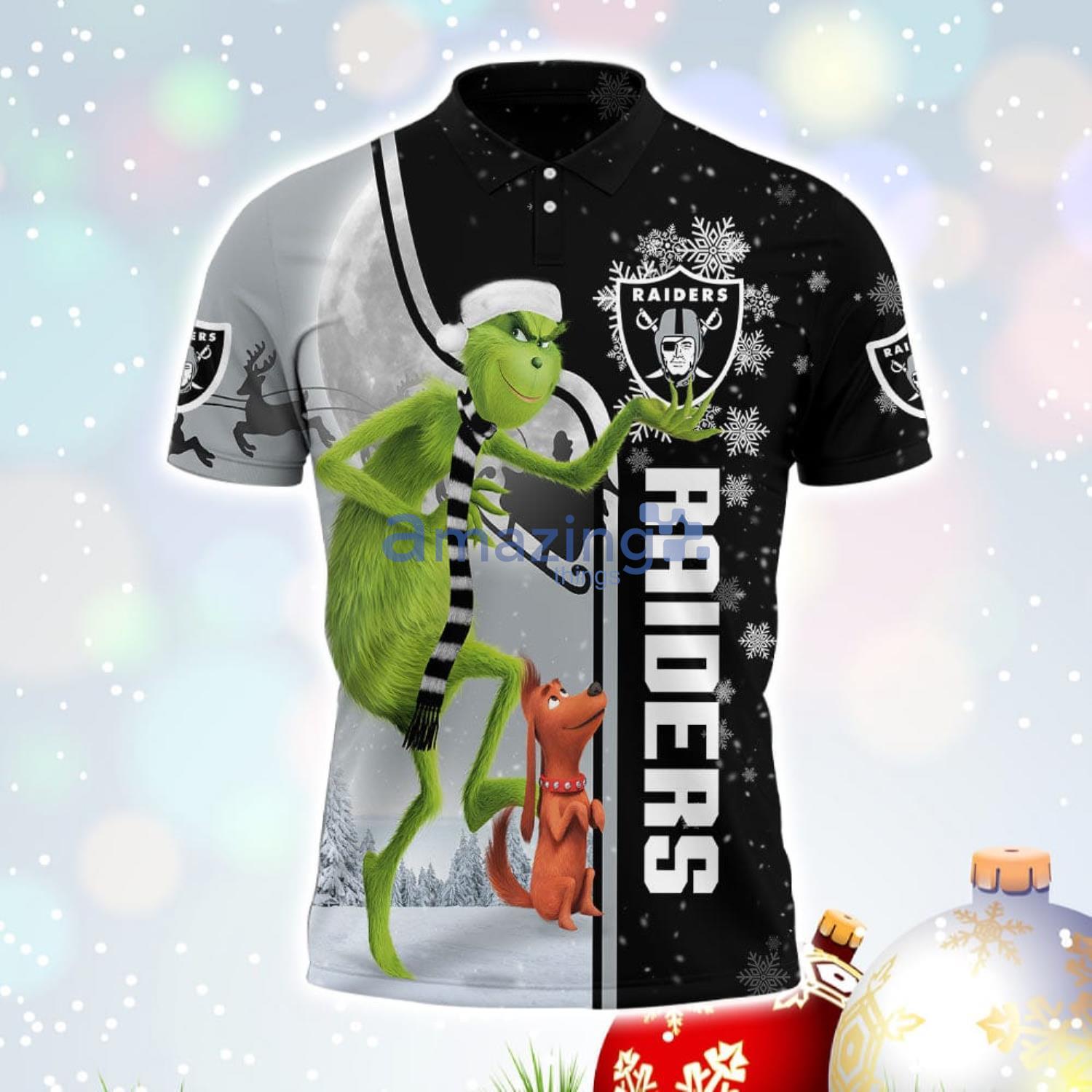 The Grinch Oakland Raiders NFL I Hate Morning People Christmas Gift Polo  Shirt