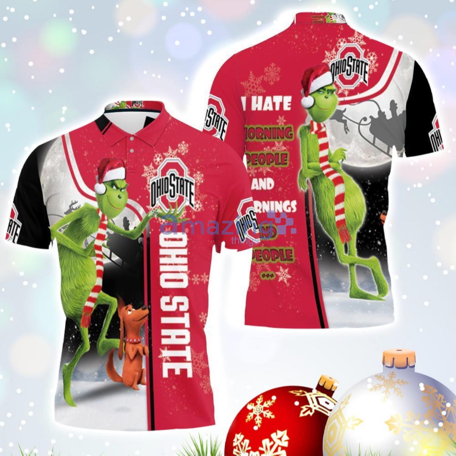 The Grinch Ohio State Buckeyes I Hate Morning People 3D Polo Christmas Gift Polo Shirt Product Photo 1 The Grinch Ohio State Buckeyes I Hate Morning People 3D Polo Christmas Gift Polo Shirt Product Photo 1
