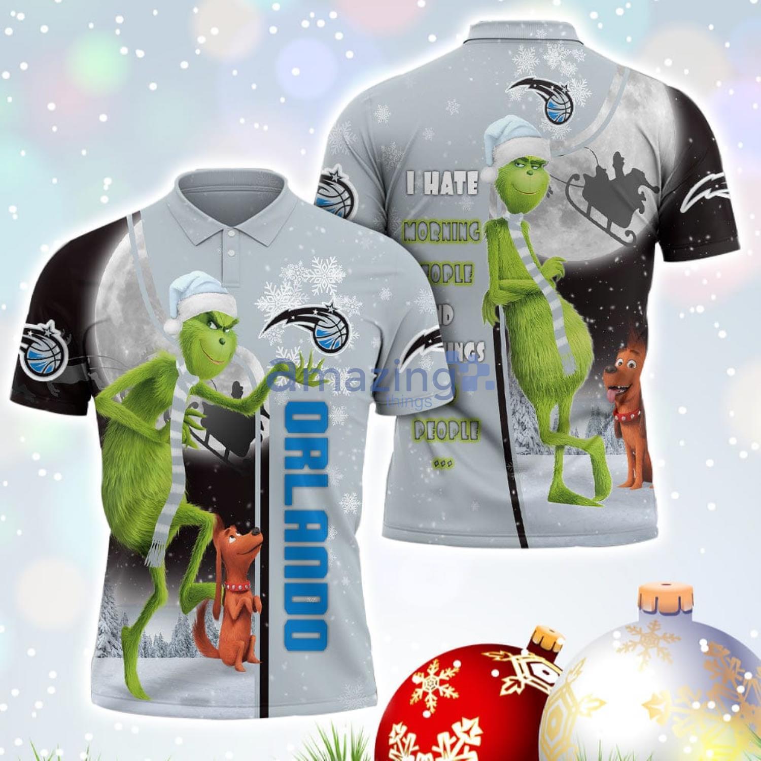 The Grinch Orlando Magic NBA I Hate Morning People Christmas Gift Polo Shirt Product Photo 1