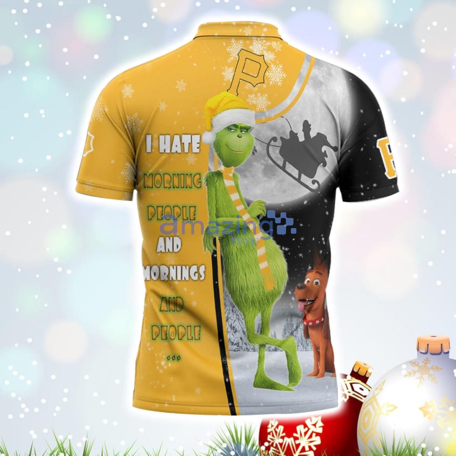 The Grinch Pittsburgh Pirates MLB I Hate Morning People Christmas Gift Polo Shirt image The Grinch Pittsburgh Pirates MLB I Hate Morning People Christmas Gift Polo Shirt Product Photo 3