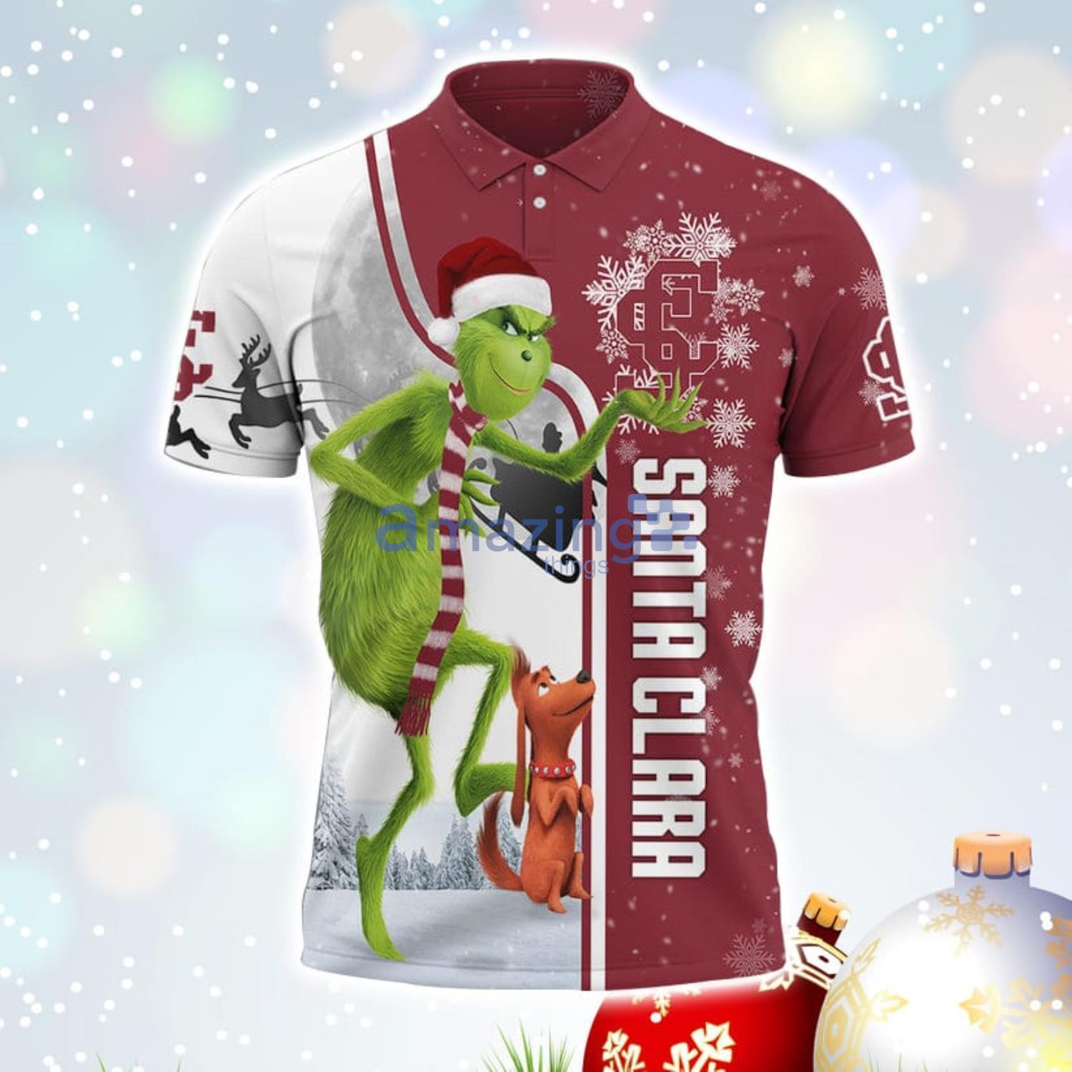 The Grinch Santa Clara Broncos NCAA I Hate Morning People Christmas Gift Polo Shirt image The Grinch Santa Clara Broncos NCAA I Hate Morning People Christmas Gift Polo Shirt Product Photo 2