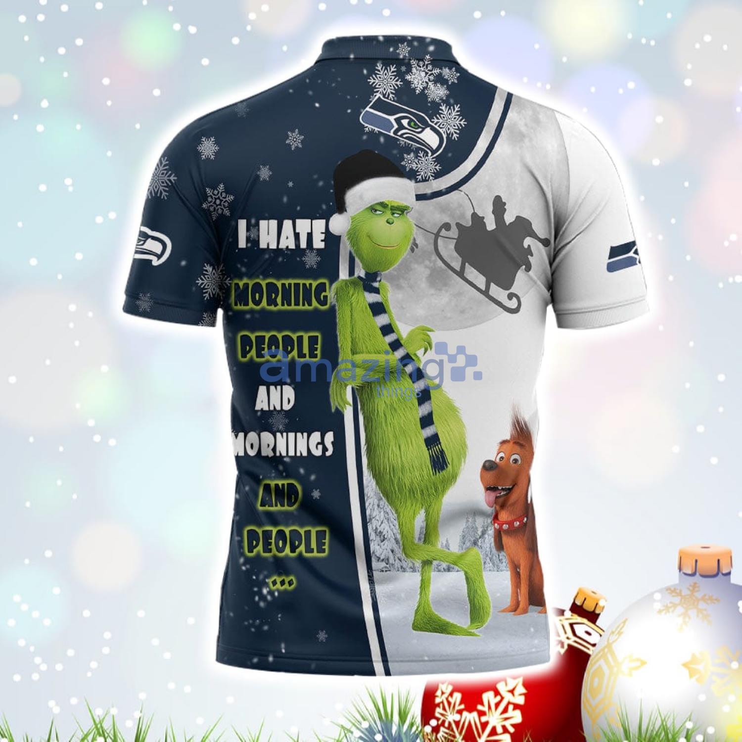 The Grinch Seattle Seahawks NFL I Hate Morning People Christmas Gift Polo  Shirt