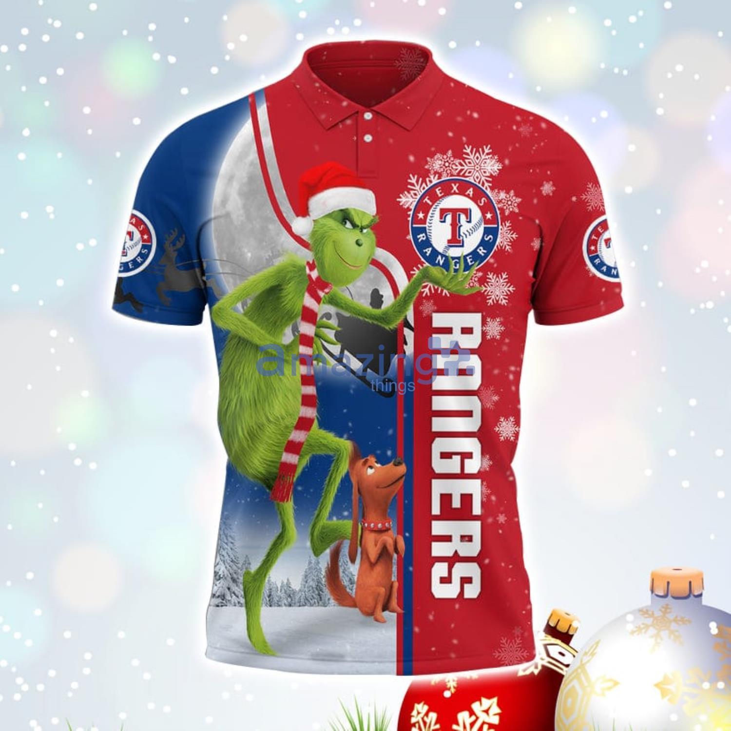 The Grinch Texas Rangers MLB I Hate Morning People Christmas Gift Polo Shirt image The Grinch Texas Rangers MLB I Hate Morning People Christmas Gift Polo Shirt Product Photo 2