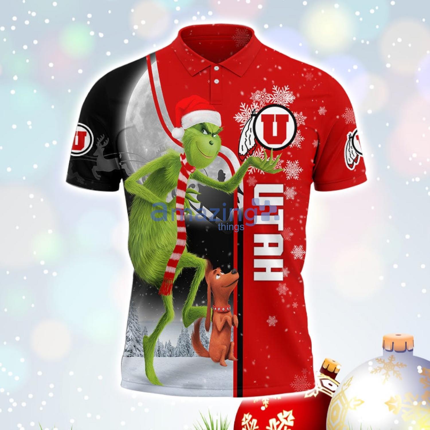 The Grinch Utah Utes NCAA I Hate Morning People Christmas Gift Polo Shirt image The Grinch Utah Utes NCAA I Hate Morning People Christmas Gift Polo Shirt Product Photo 2
