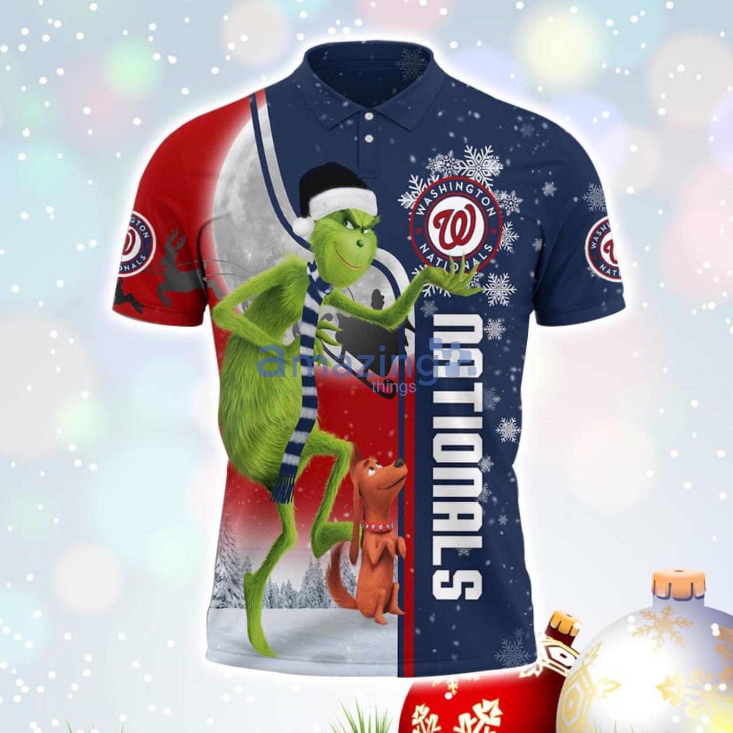 The Grinch Washington Nationals MLB I Hate Morning People Christmas Gift Polo Shirt image The Grinch Washington Nationals MLB I Hate Morning People Christmas Gift Polo Shirt Product Photo 2
