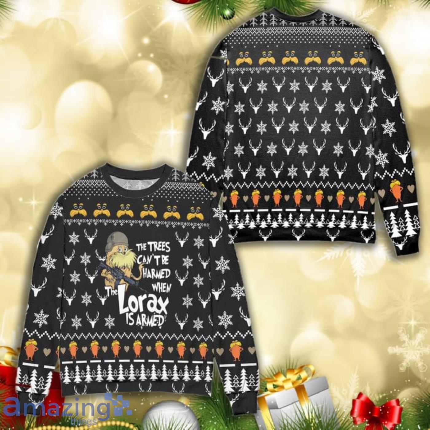 The Lorax Reindeer Snowflake Christmas Pattern Full Print Ugly Sweater Product Photo 1