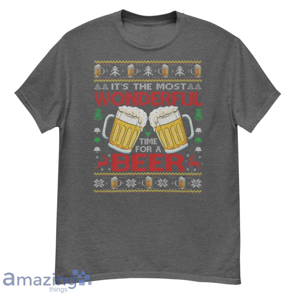The Most Wonderful Time For A Beer Christmas Ugly Tee T-Shirt - G500 Men’s Classic T-Shirt-1