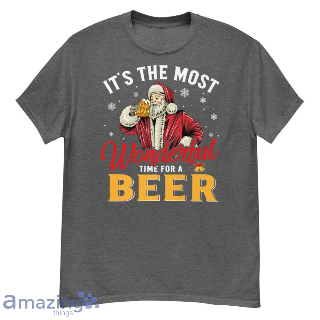 The Most Wonderful Time For A Beer Santa CLaus Xmas Christmas Shirt - G500 Men’s Classic T-Shirt-1