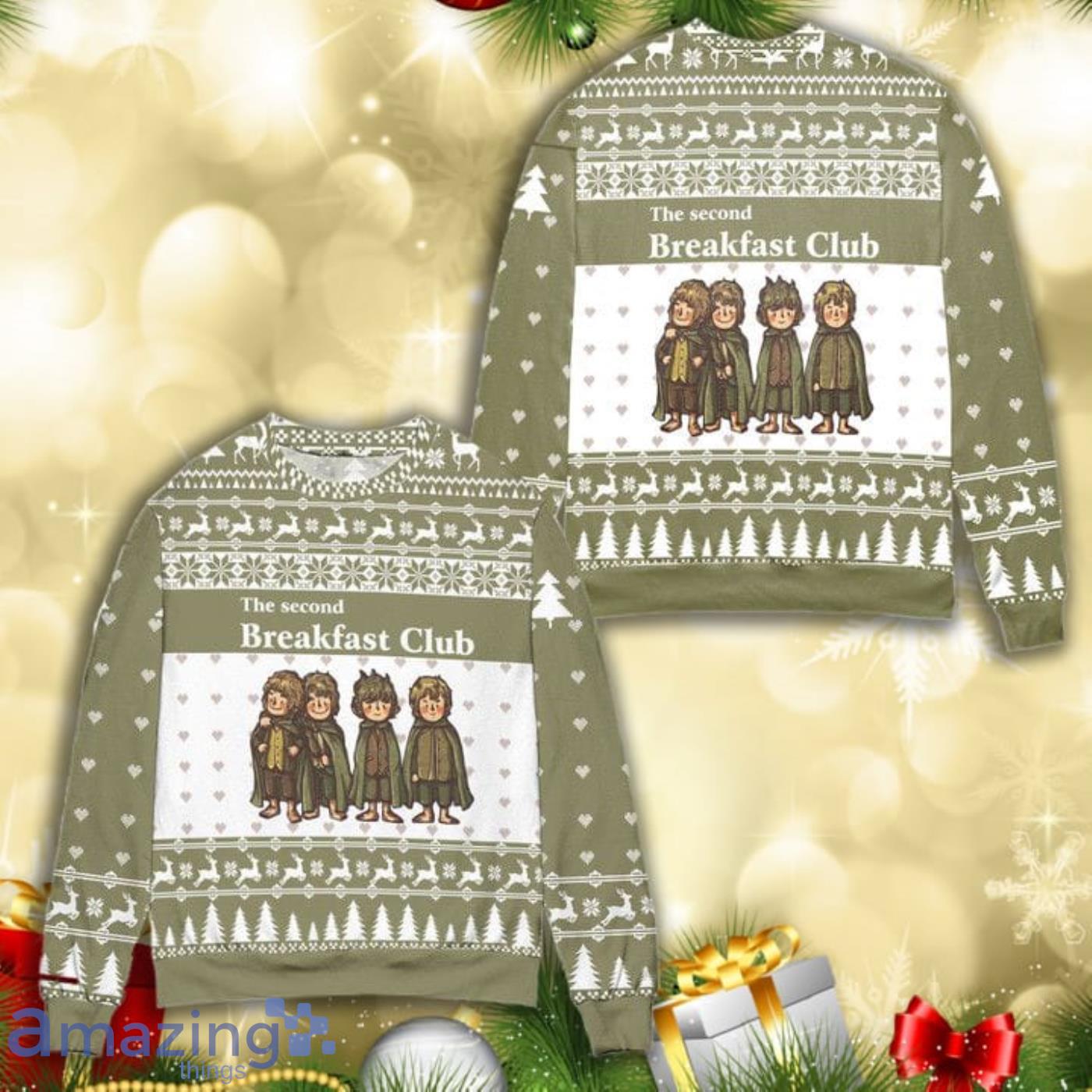 The Second Breakfast Club Knitting Pattern 3D Ugly Christmas Sweater Product Photo 1