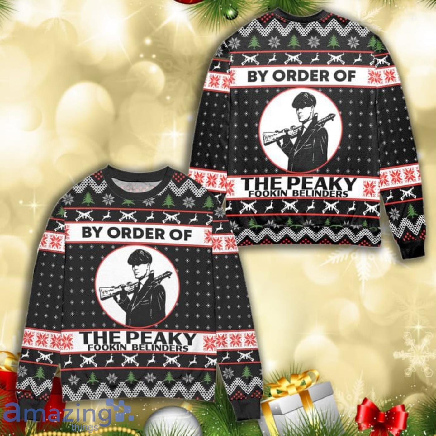Thomas Shelby By Order Of The Peaky Fookin Blinders Knitting Pattern 3D Ugly Christmas Sweater Product Photo 1