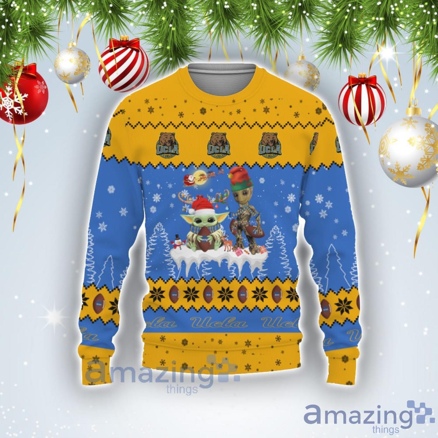 Tis The Season Christmas 2022 Baby Yoda Groot UCLA Bruins Ugly Christmas Sweater Product Photo 1