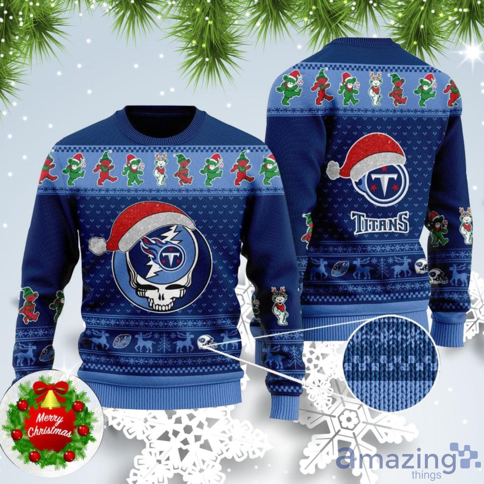 Titans Skull Santa Hat Ugly Christmas Sweater For Fans Product Photo 1