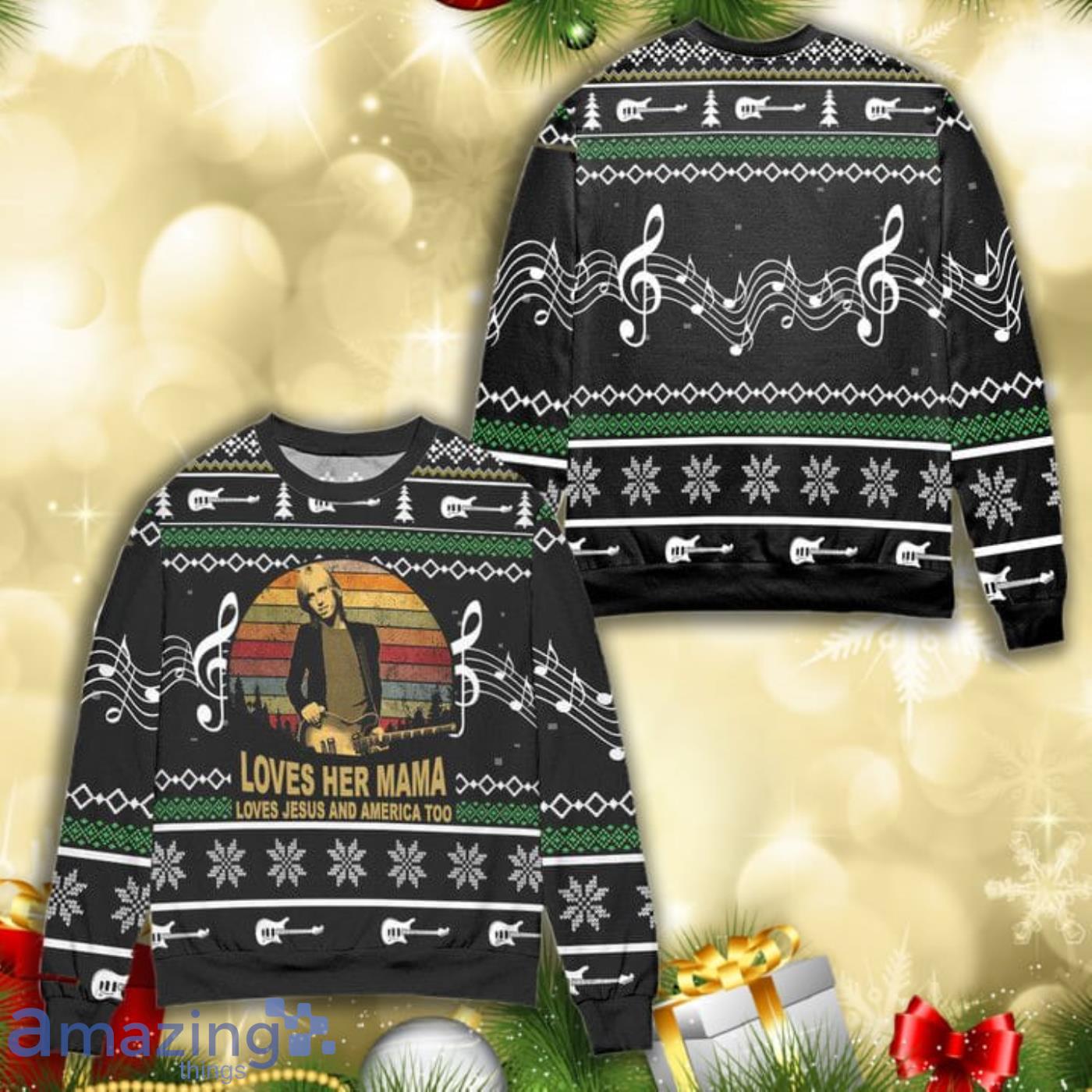 Tom Petty And The Heartbreakers Knitting Pattern 3D Ugly Christmas Sweater Product Photo 1