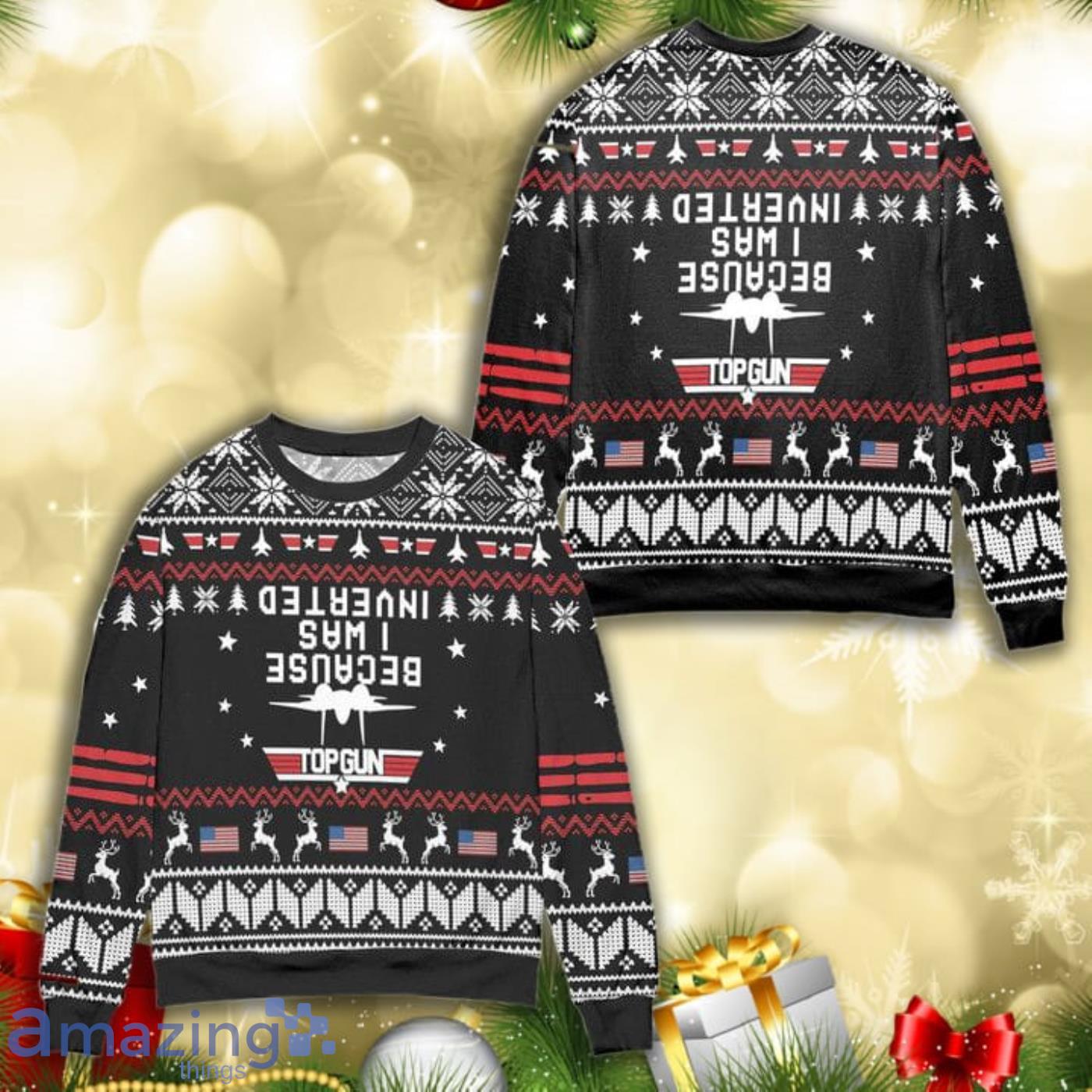 Top Gun Because I Was Inverted Snowflake Christmas Pattern Full Print Ugly Sweater Product Photo 1
