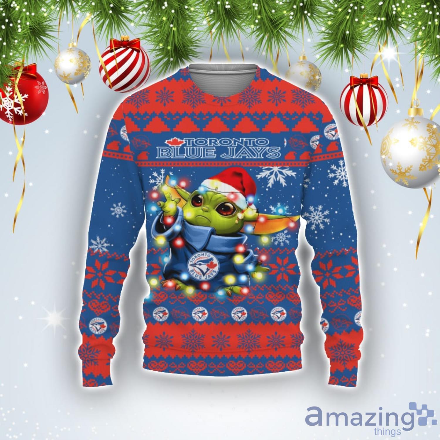 Toronto Blue Jays Baby Yoda Star Wars Sports Football American Ugly Christmas Sweater Product Photo 1