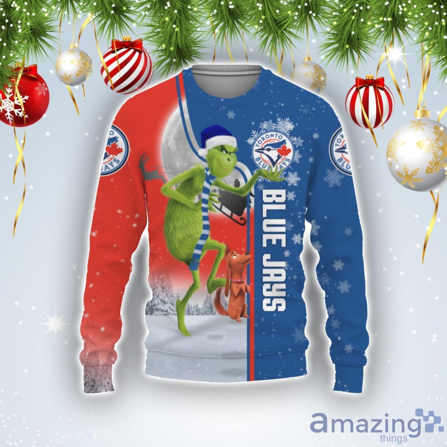 Toronto Blue Jays Funny Grinch Ugly Christmas Sweater Product Photo 1