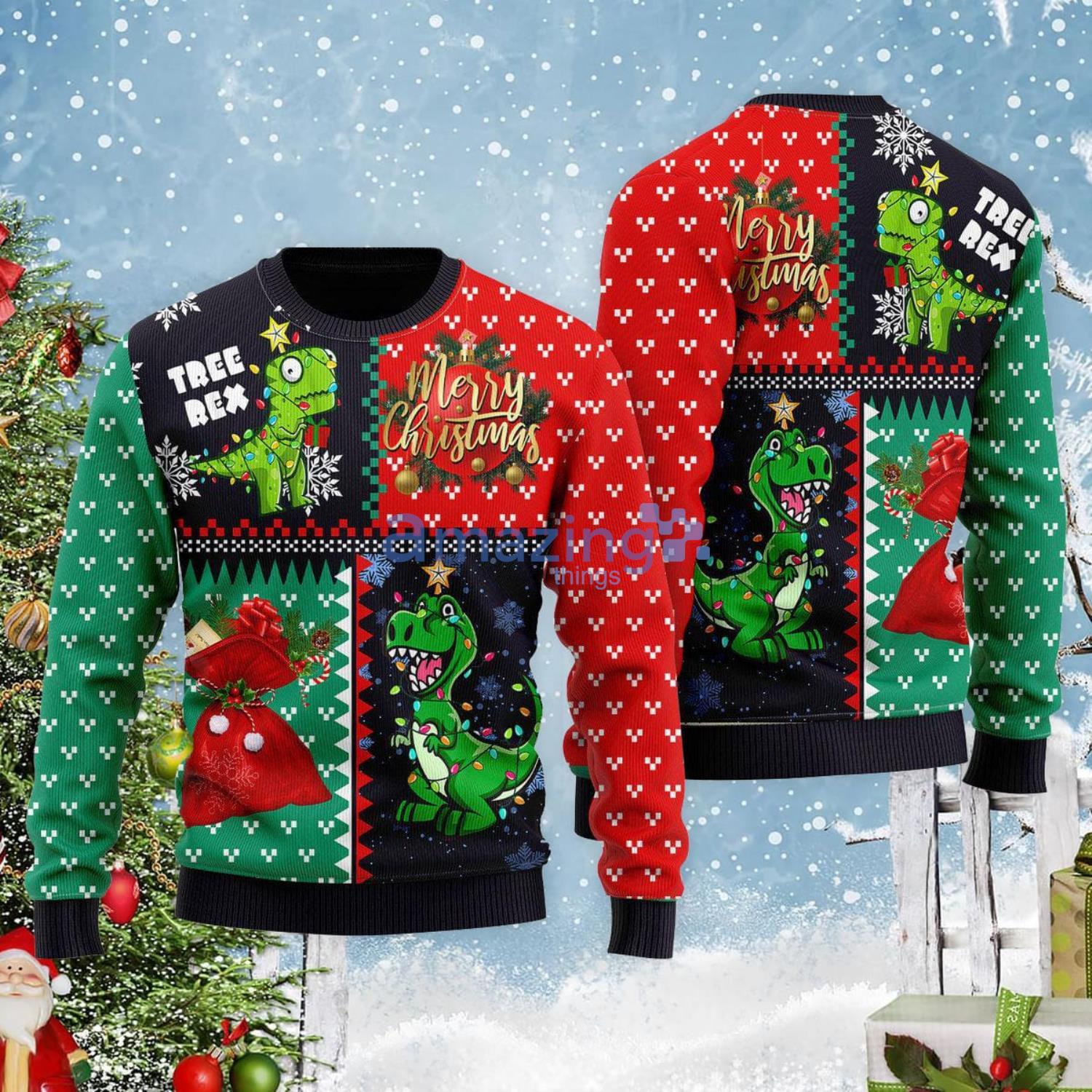 Tree Rex Merry Christmas Gift Ugly Christmas Sweater Product Photo 1 Tree Rex Merry Christmas Gift Ugly Christmas Sweater Product Photo 1