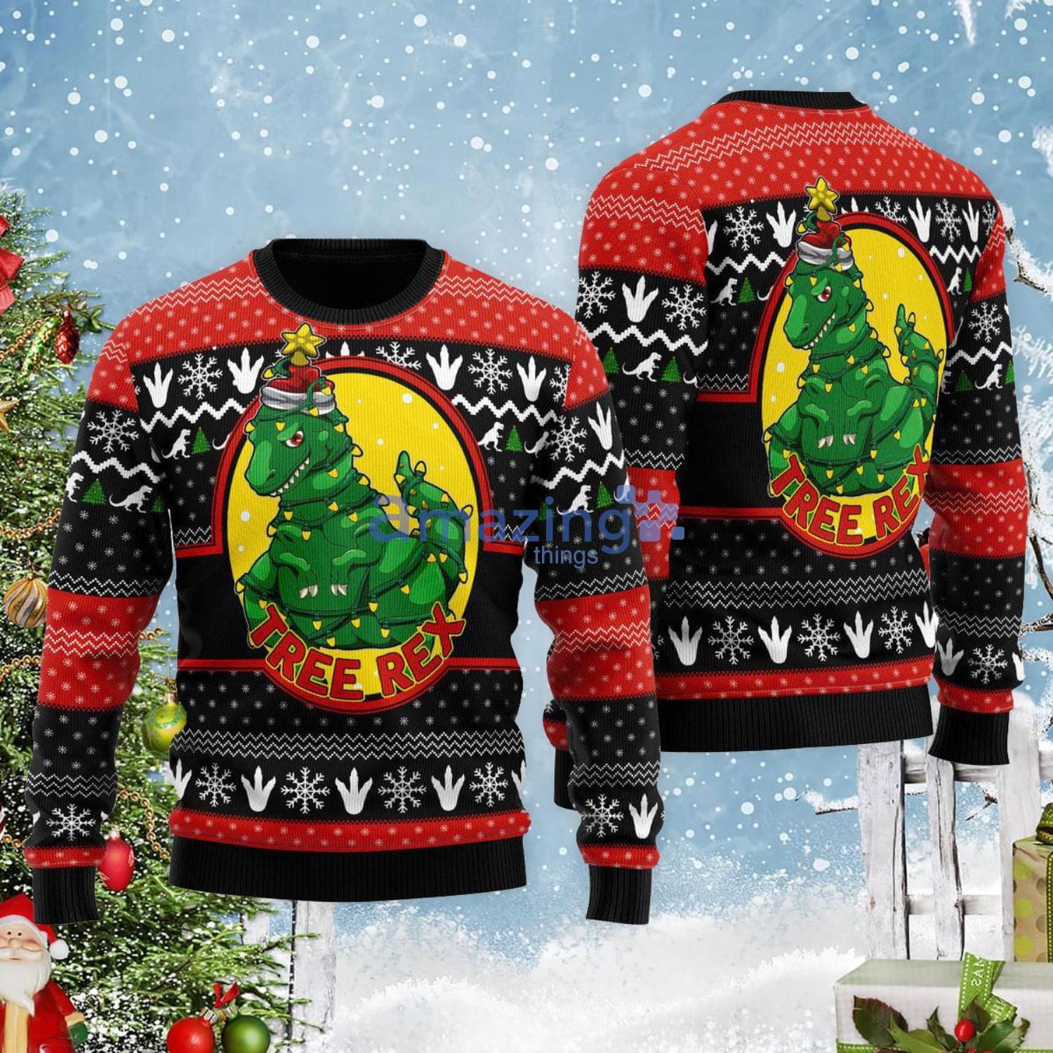 Tree Rex Santa Christmas Gift Ugly Christmas Sweater Product Photo 1