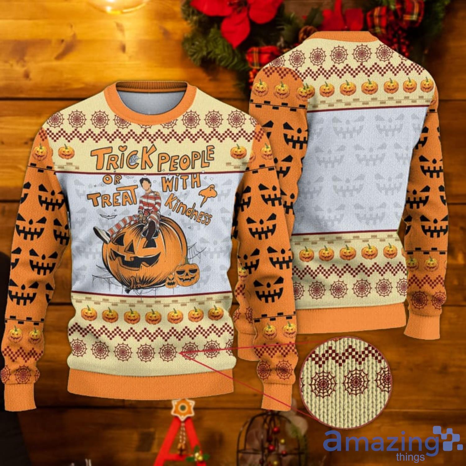 Trick Or Treat People With Kindness Ugly Halloween Sweater Product Photo 1