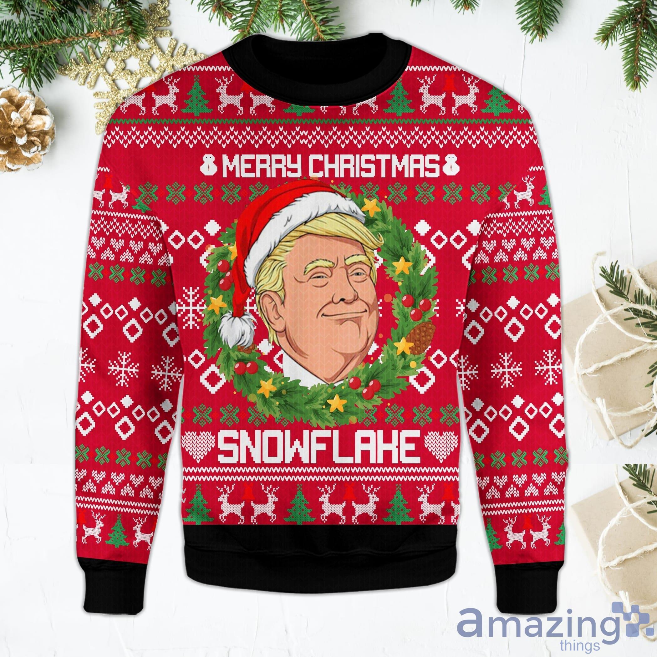 Bevestiging Vloeibaar gracht Trump Merry Christmas Snowflake Funny Laurel Wreath Trump Ugly Christmas  Sweater