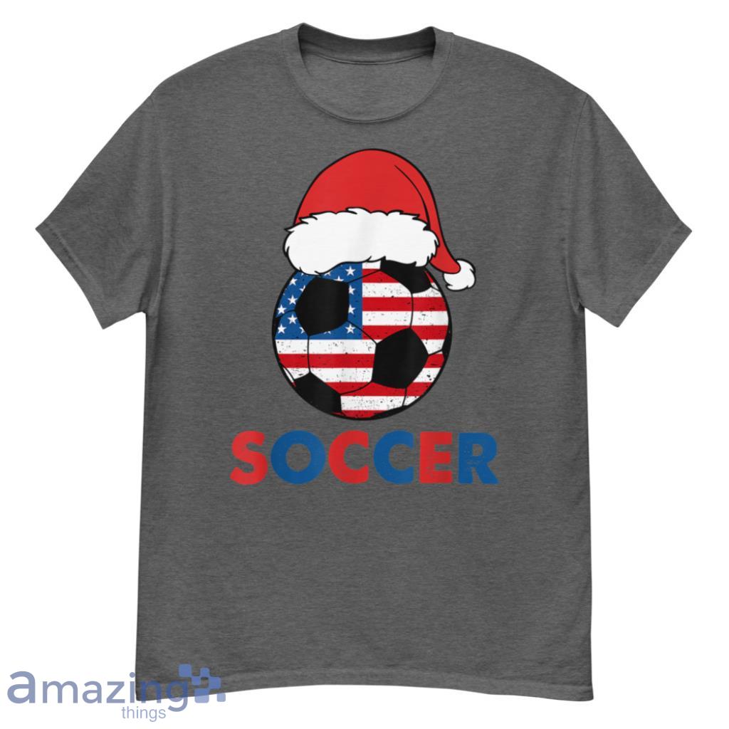 USA Flag Hat Santa For Soccer Lover Christmas T-Shirt - G500 Men’s Classic T-Shirt-1