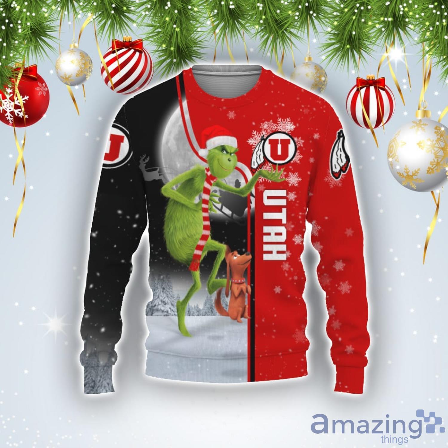 Utah Utes Funny Grinch Ugly Christmas Sweater Product Photo 1