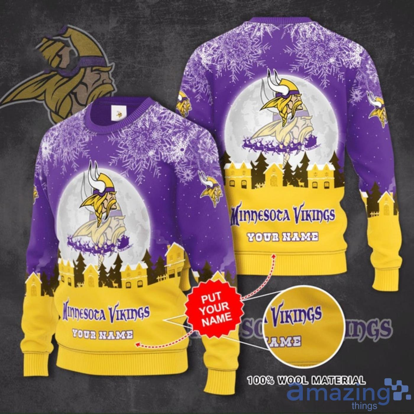 Vikings Football Grinch Ugly Christmas Sweater Product Photo 1