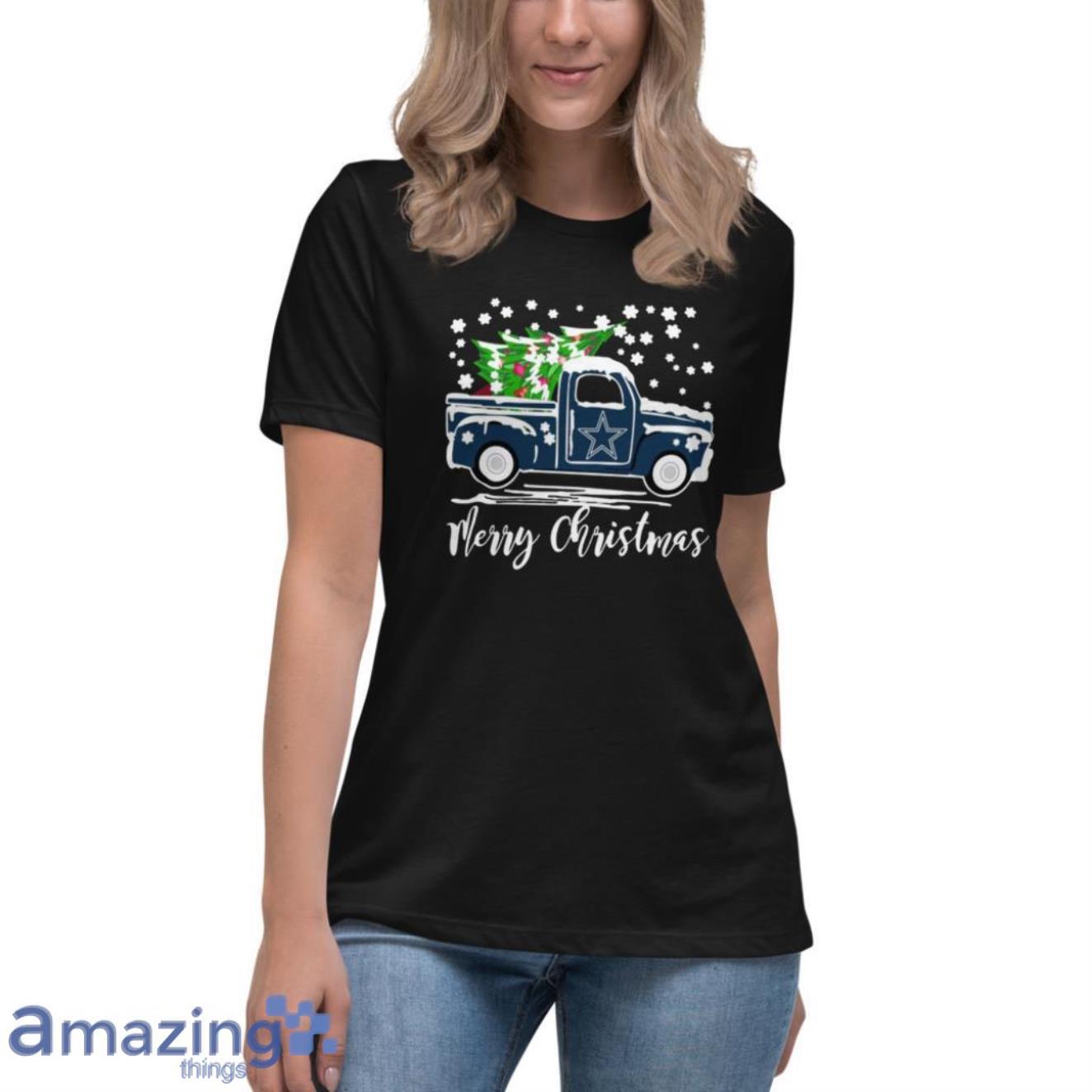 Vintage Car Carrying Christmas Tree Dallas Cowboys Merry Christmas T-Shirt  - TeeNavi