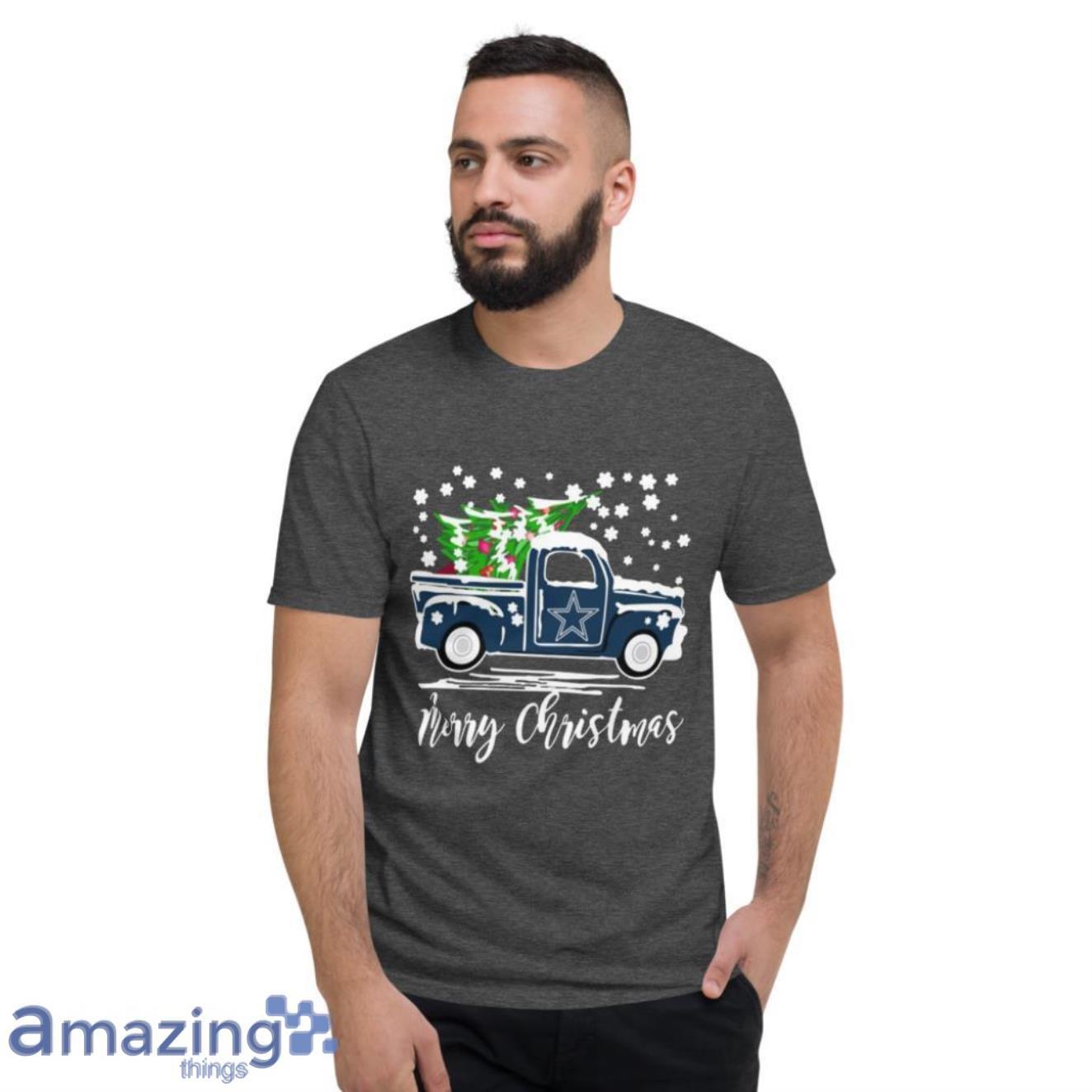 Vintage Car Carrying Christmas Tree Dallas Cowboys Merry Christmas T-Shirt  - TeeNavi