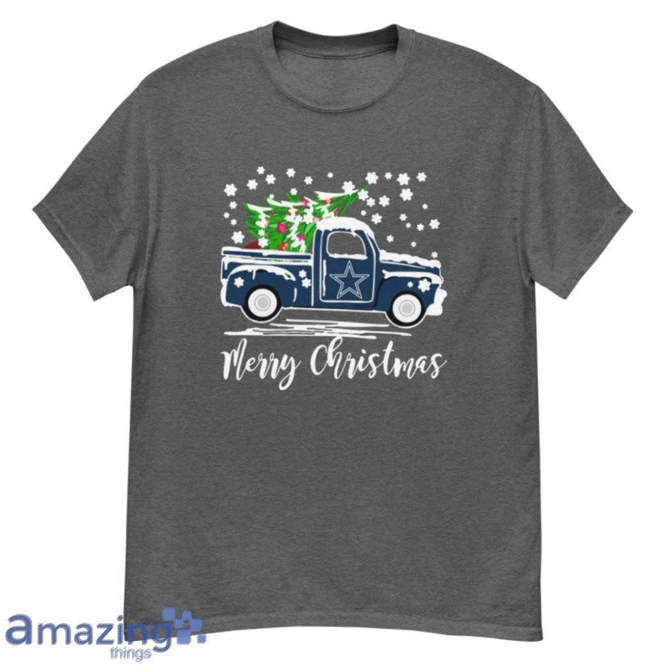 Vintage Car Carrying Christmas Tree Dallas Cowboys Merry Christmas T-Shirt  - TeeNavi