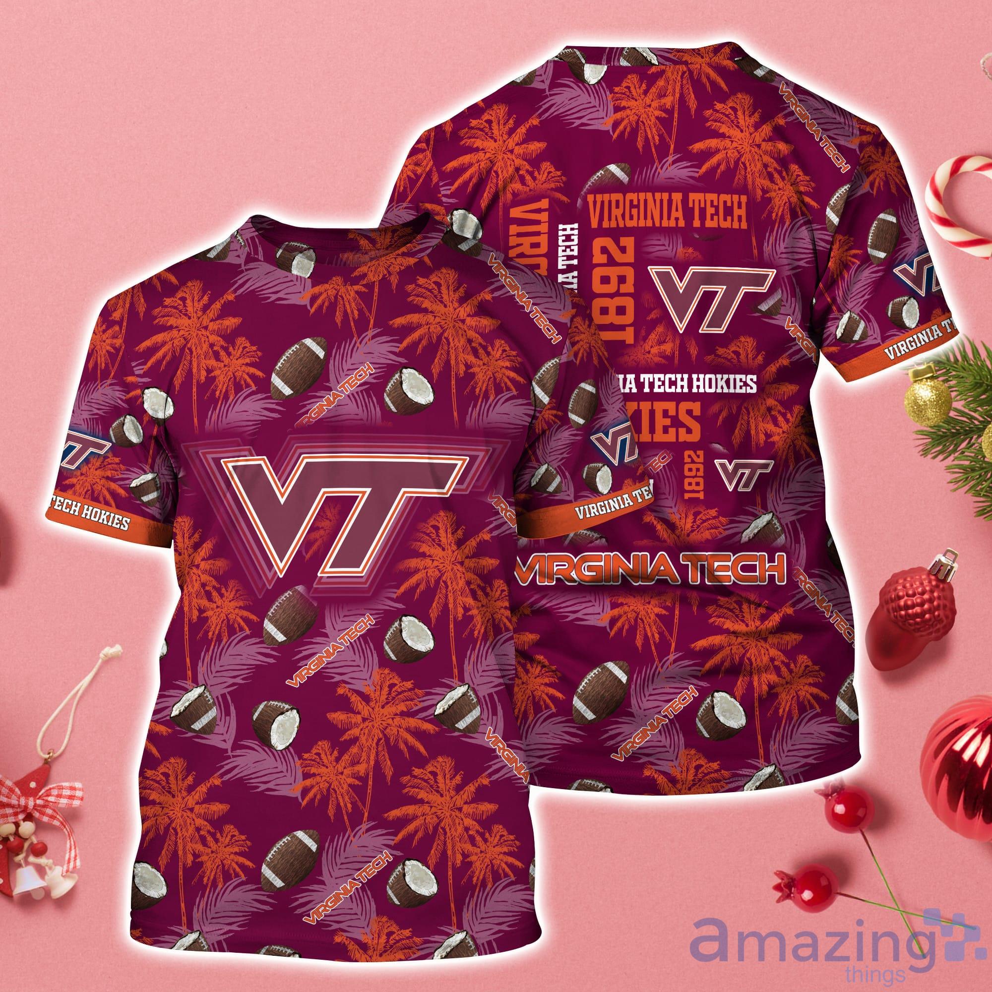 Virginia Tech Hokies Coconut Pattern Hawaii 3D T-Shirt Product Photo 1
