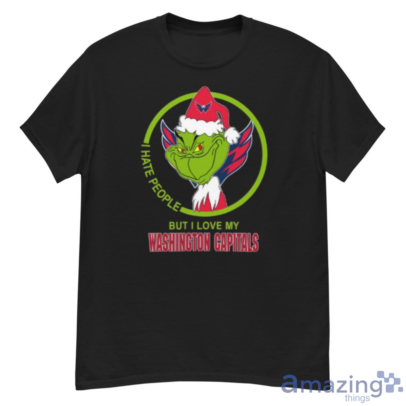 Washington Capitals NHL Christmas Grinch I Hate People But I Love My Favorite Hockey Team Shirt - G500 Men’s Classic T-Shirt